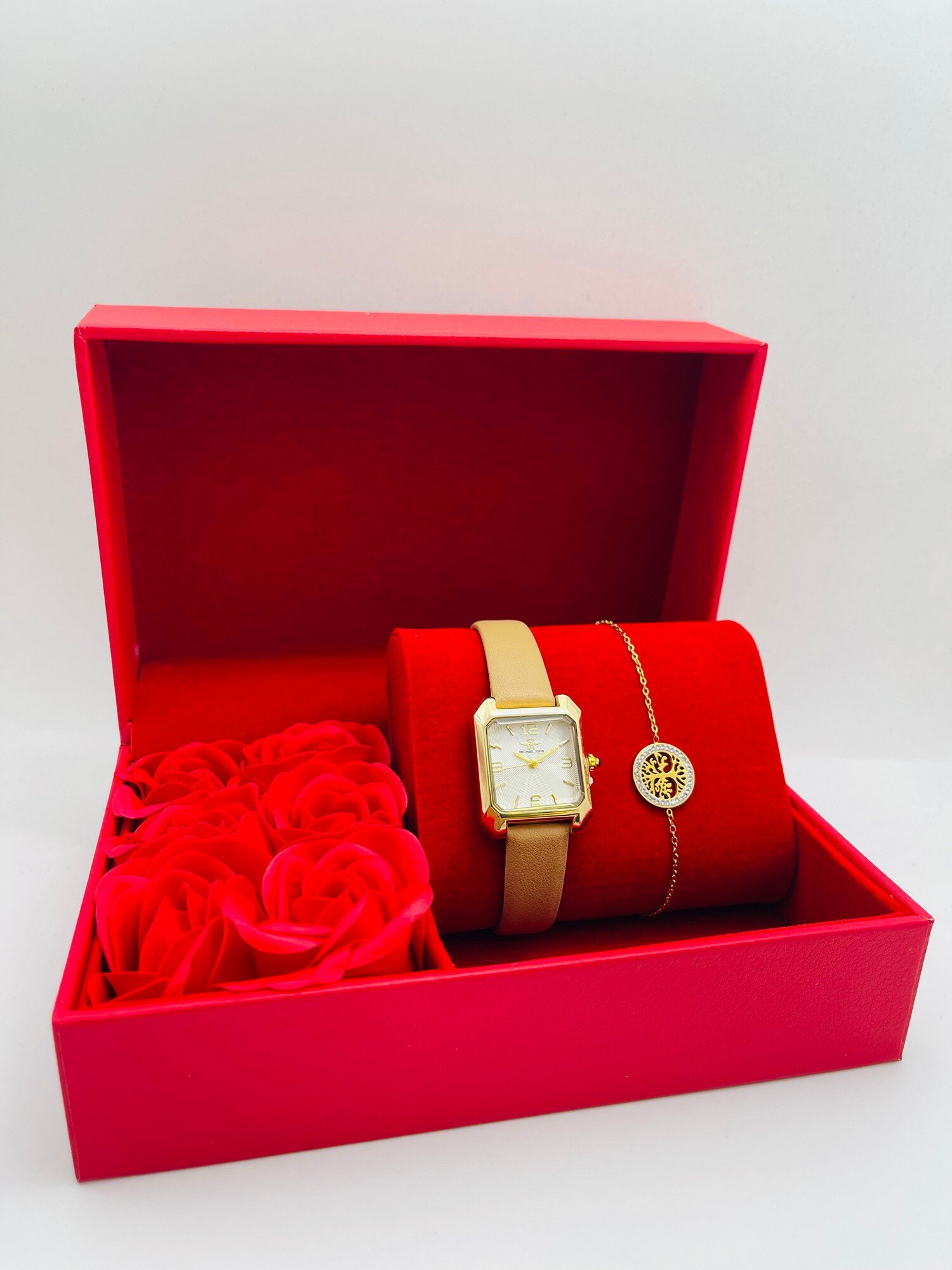Grossiste Michael John Montres - COFFRET FEMME MICHAEL JOHN ROUGE KH4191