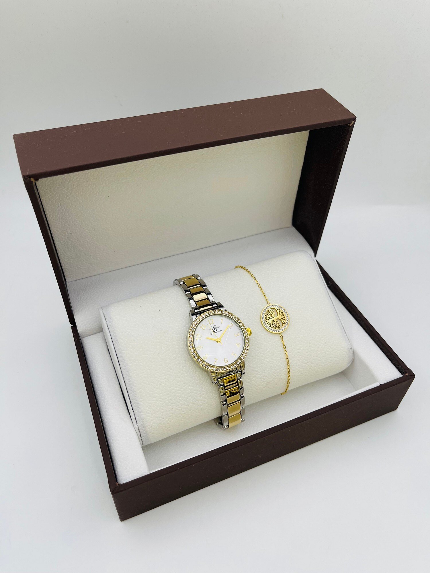 Grossiste Michael John Montres - COFFRET FEMME MICHAEL JOHN MARRON BICOLOR OND668