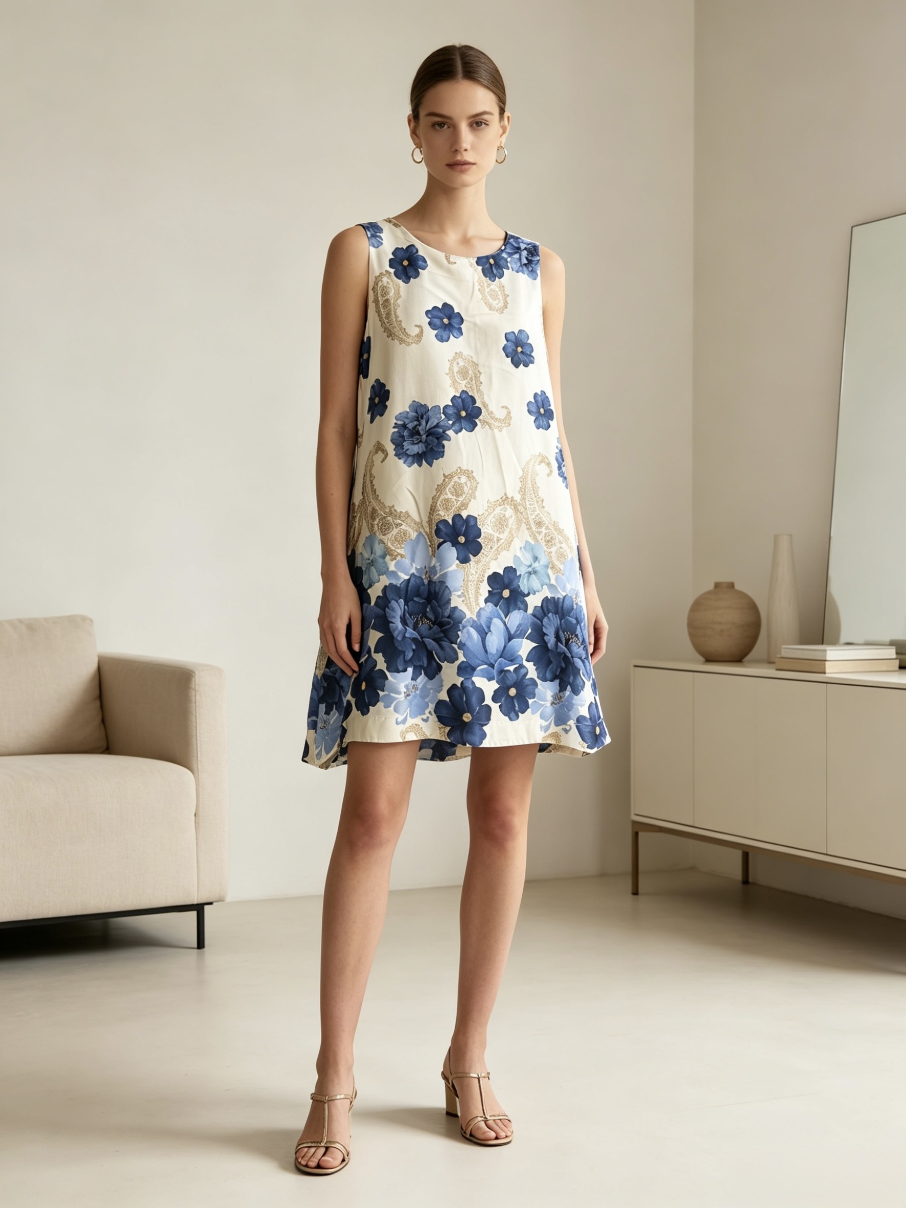 Mayorista Mika Moda - VESTIDO DE ALGODÓN CON ESTAMPADO