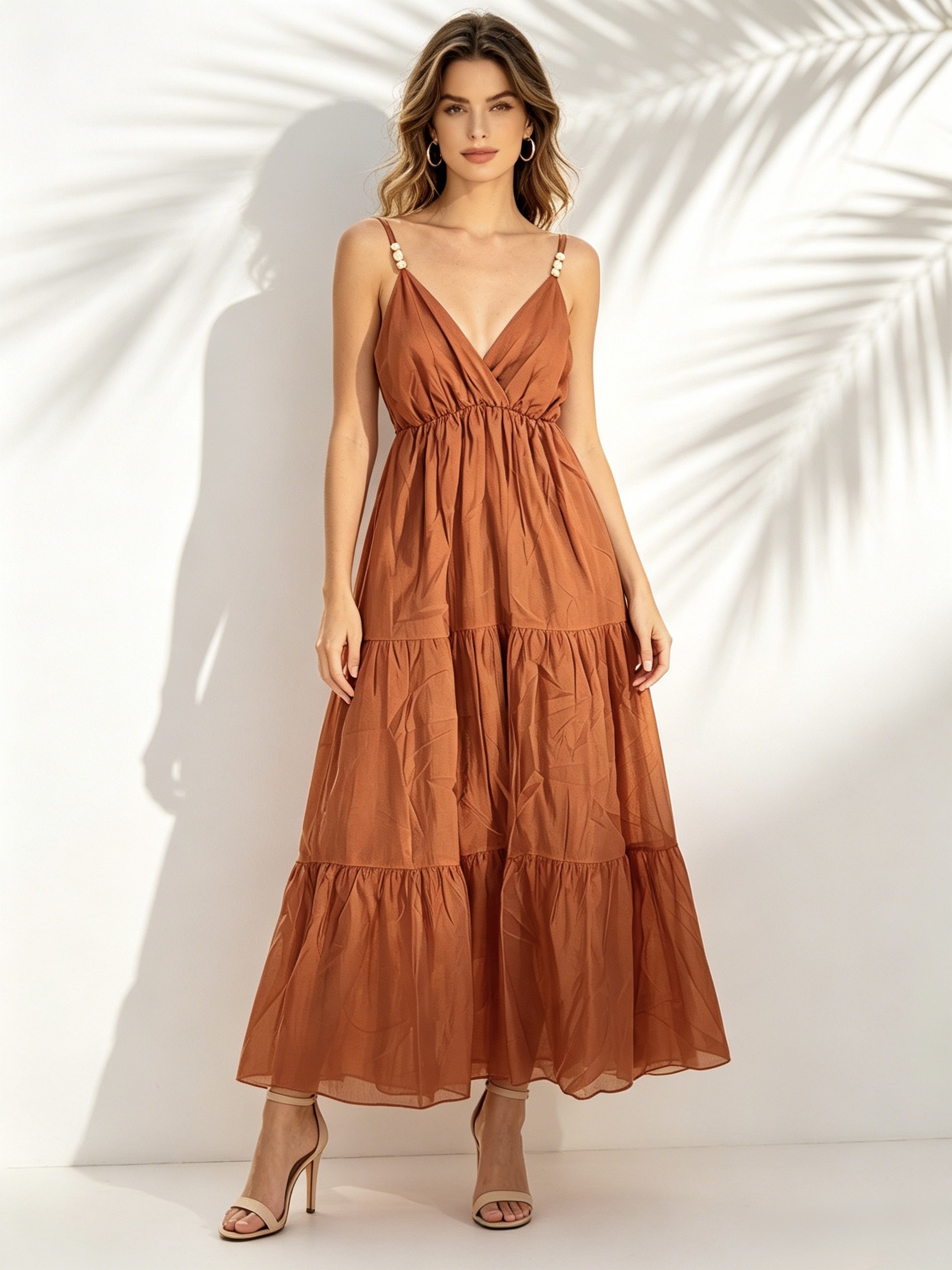Wholesaler Mika Moda - Long tencel dress with decoration on the straps