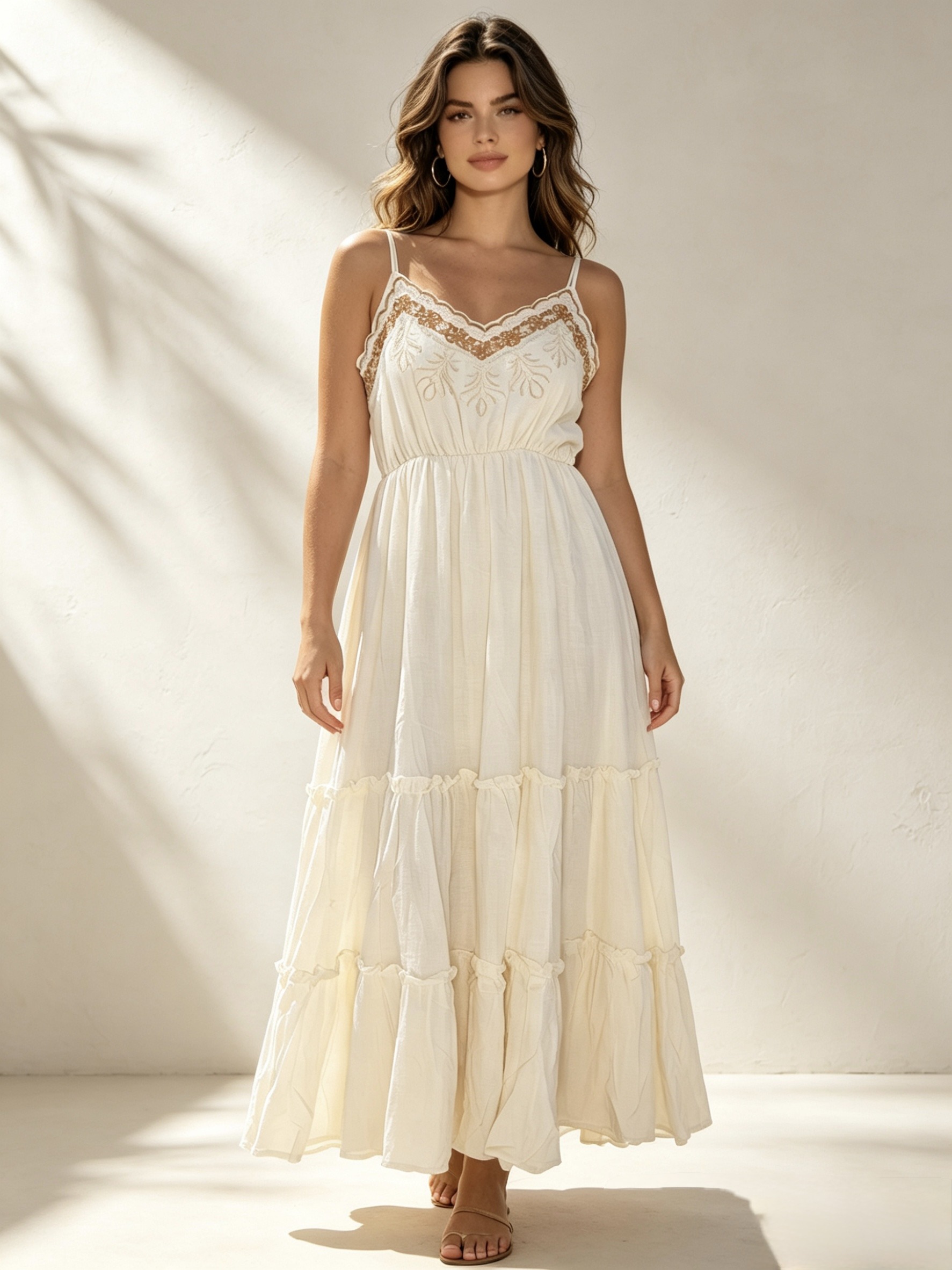 Grossiste Mika Moda - Robe longue avec broderie et paillettes, ajustable