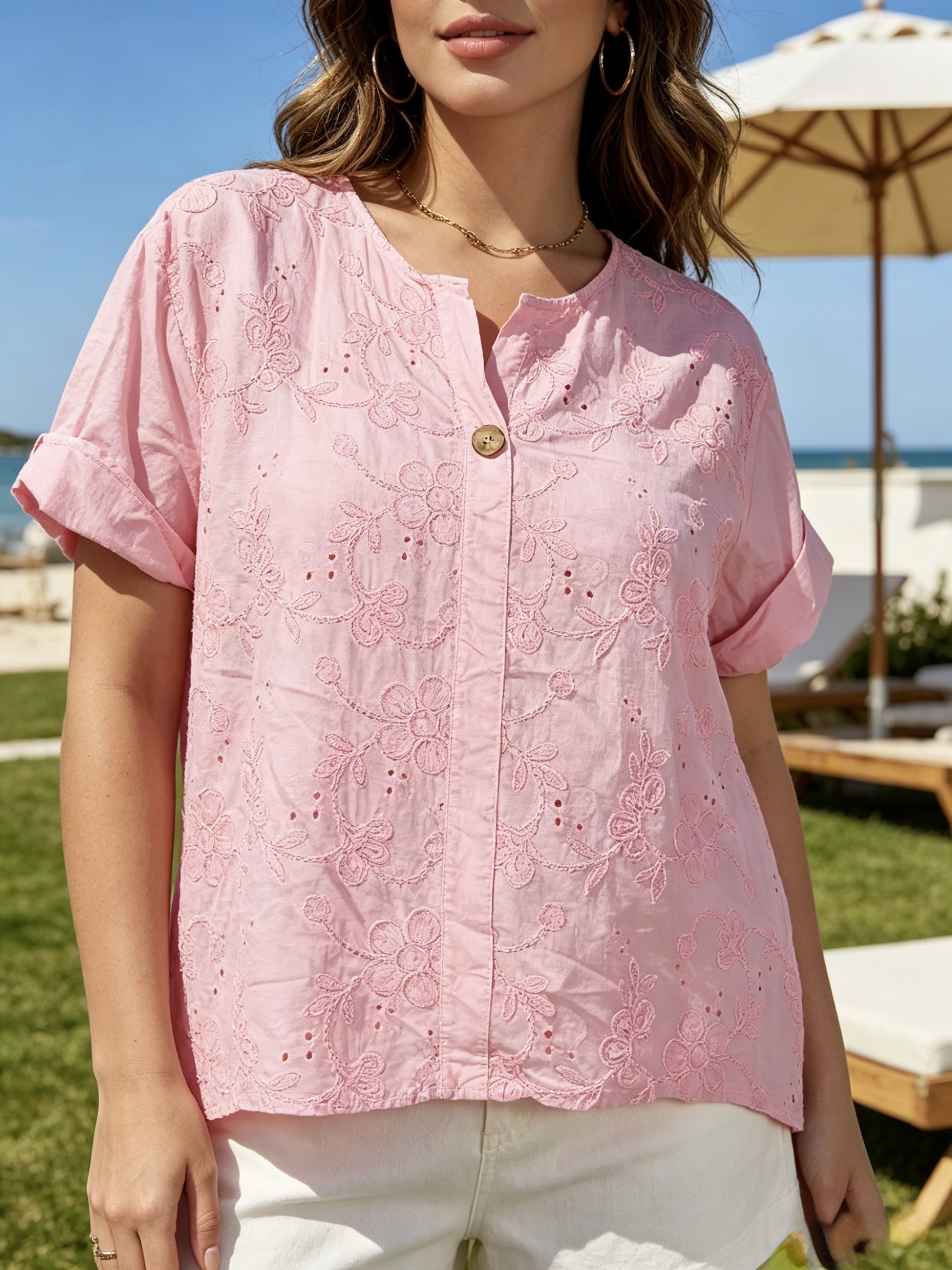 Wholesaler Mika Moda - COTTON BLOUSE WITH EMBROIDERY