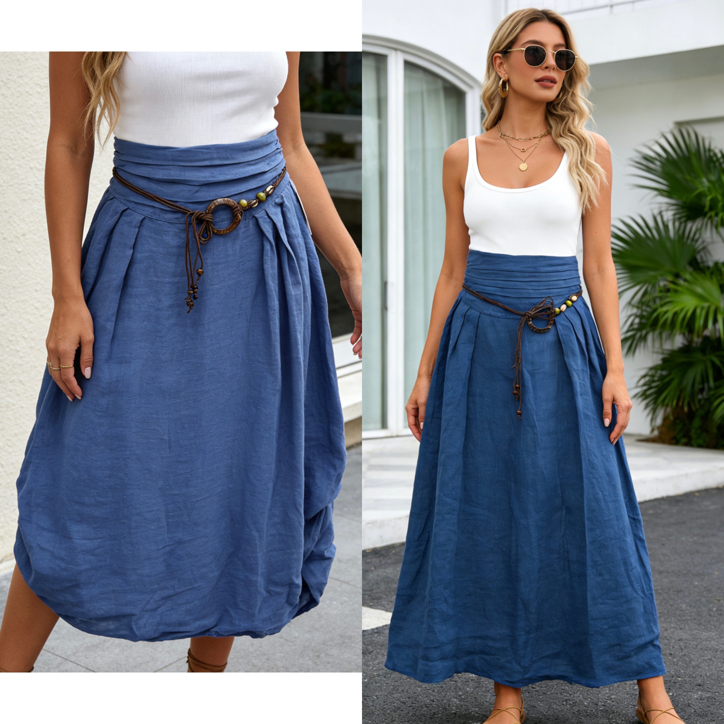 Wholesaler Mika Moda - PURE LINEN SKIRT WITH DUAL PURPOSE