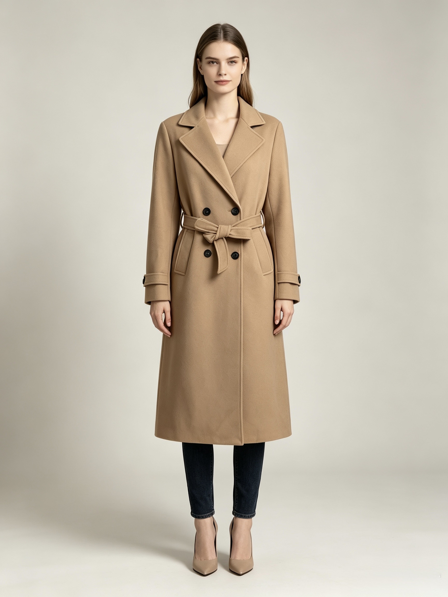Wholesaler Mika Moda - Long double-breasted coat with pockets
