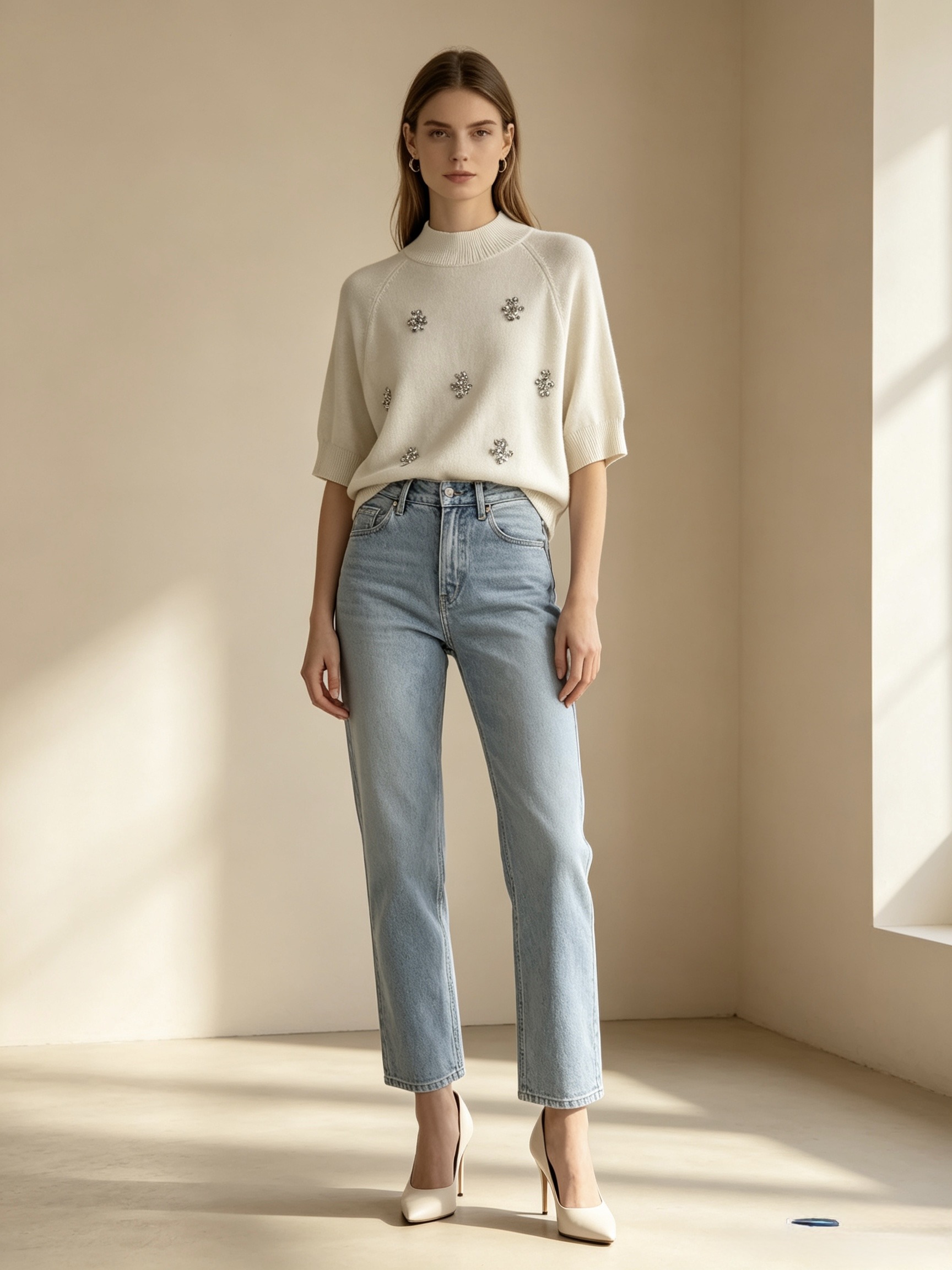 Wholesaler Mika Moda - Half-sleeve pullover with sequins