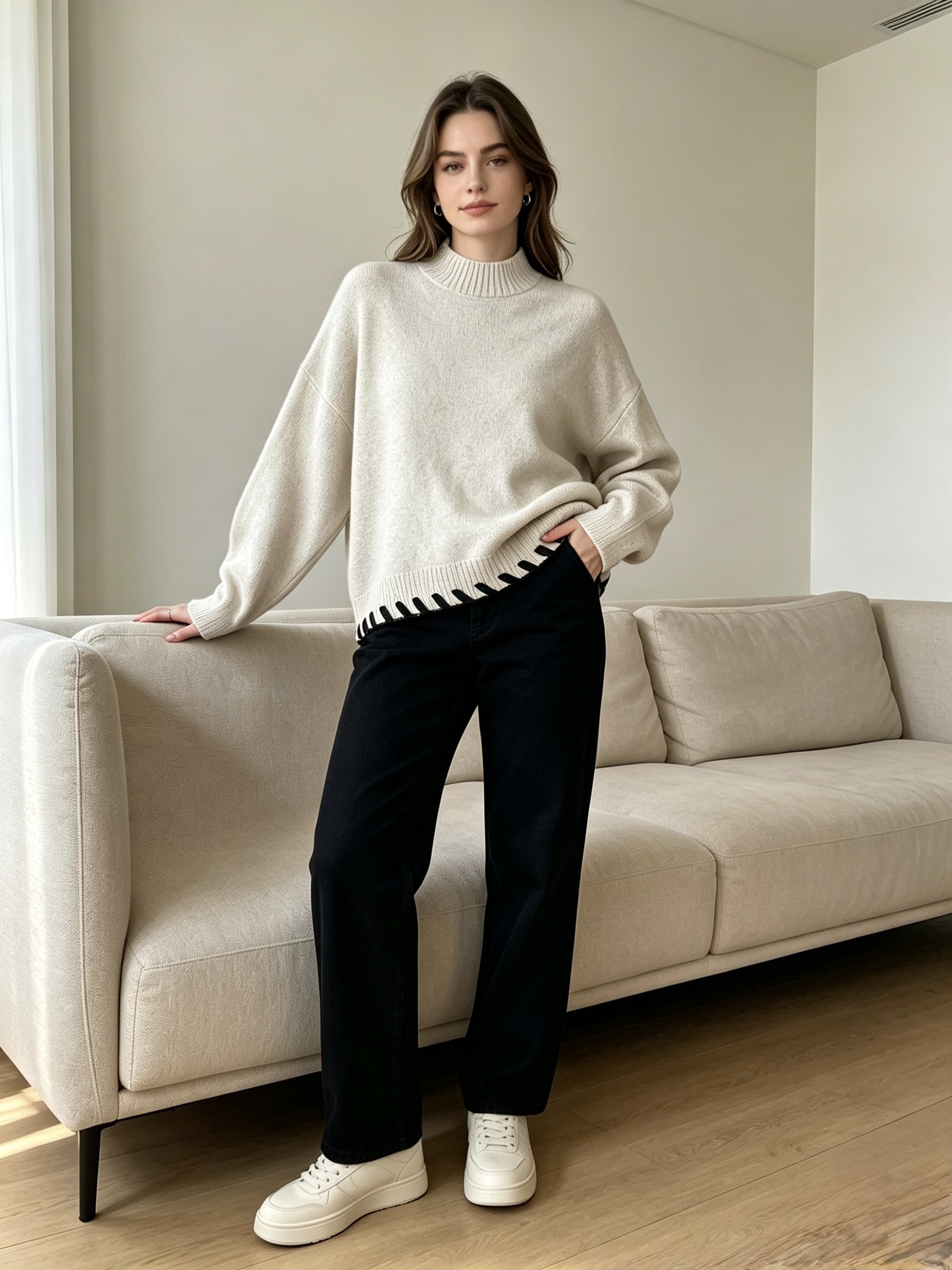 Wholesaler Mika Moda - Pullover with drawstring hem finish
