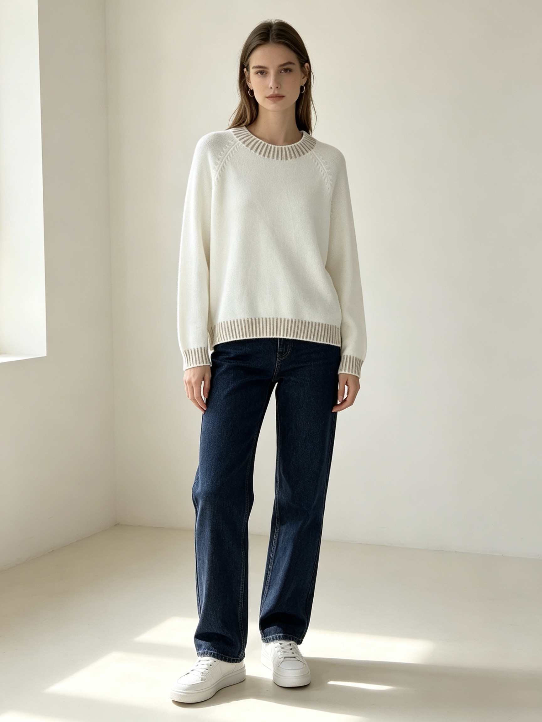 Grossiste Mika Moda - Pull avec bordure rayée