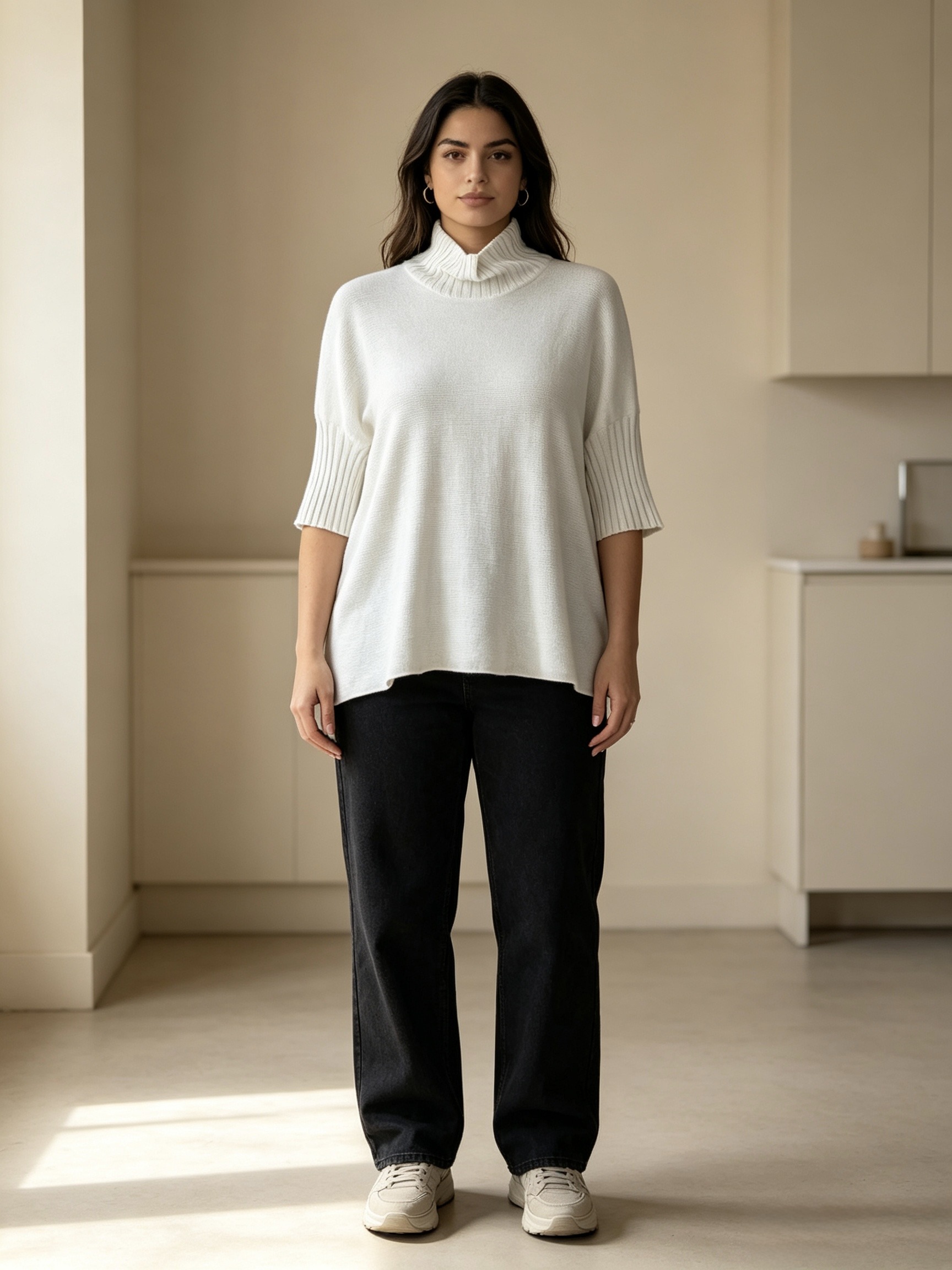 Wholesaler Mika Moda - TURTLENECK PULLOVER WITH THREE-QUARTER SLEEVES