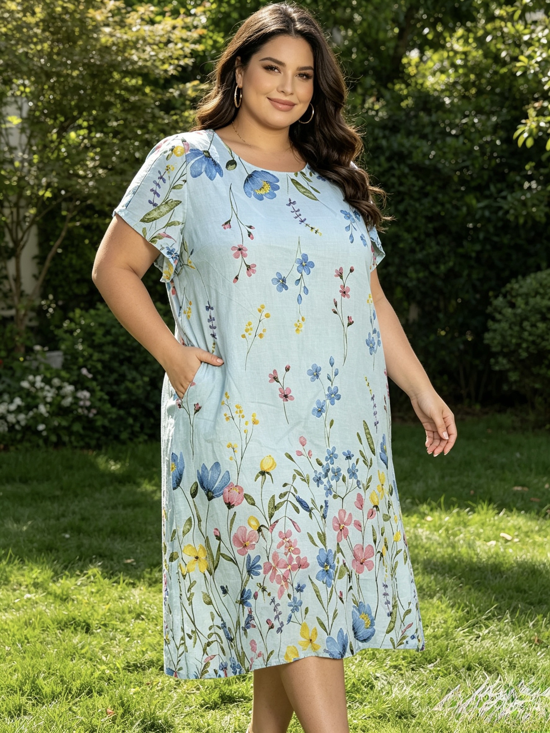 Wholesaler Mika Moda - PURE LINEN DRESS WITH FLORAL PRINT