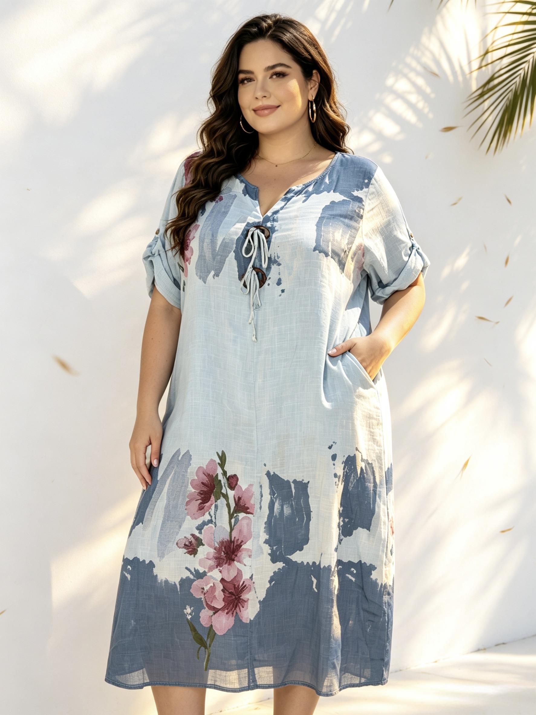 Wholesaler Mika Moda - Cotton dress with pockets and front buttons