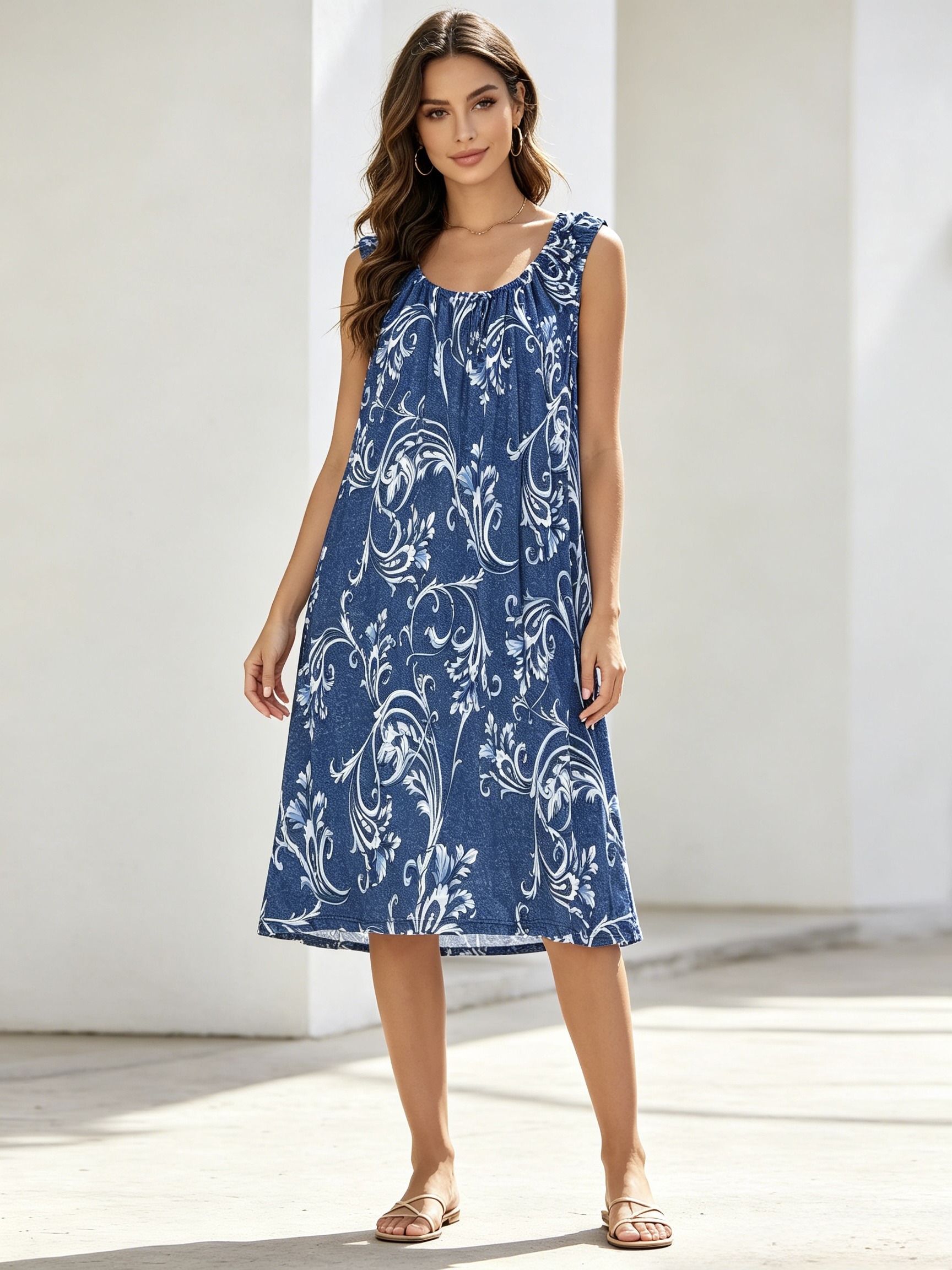Grossiste Mika Moda - ROBE ÉLASTIQUE AVEC COL ET EMPIÈCEMENT MANCHES FRONCÉS PAR UN ÉLASTIQUE