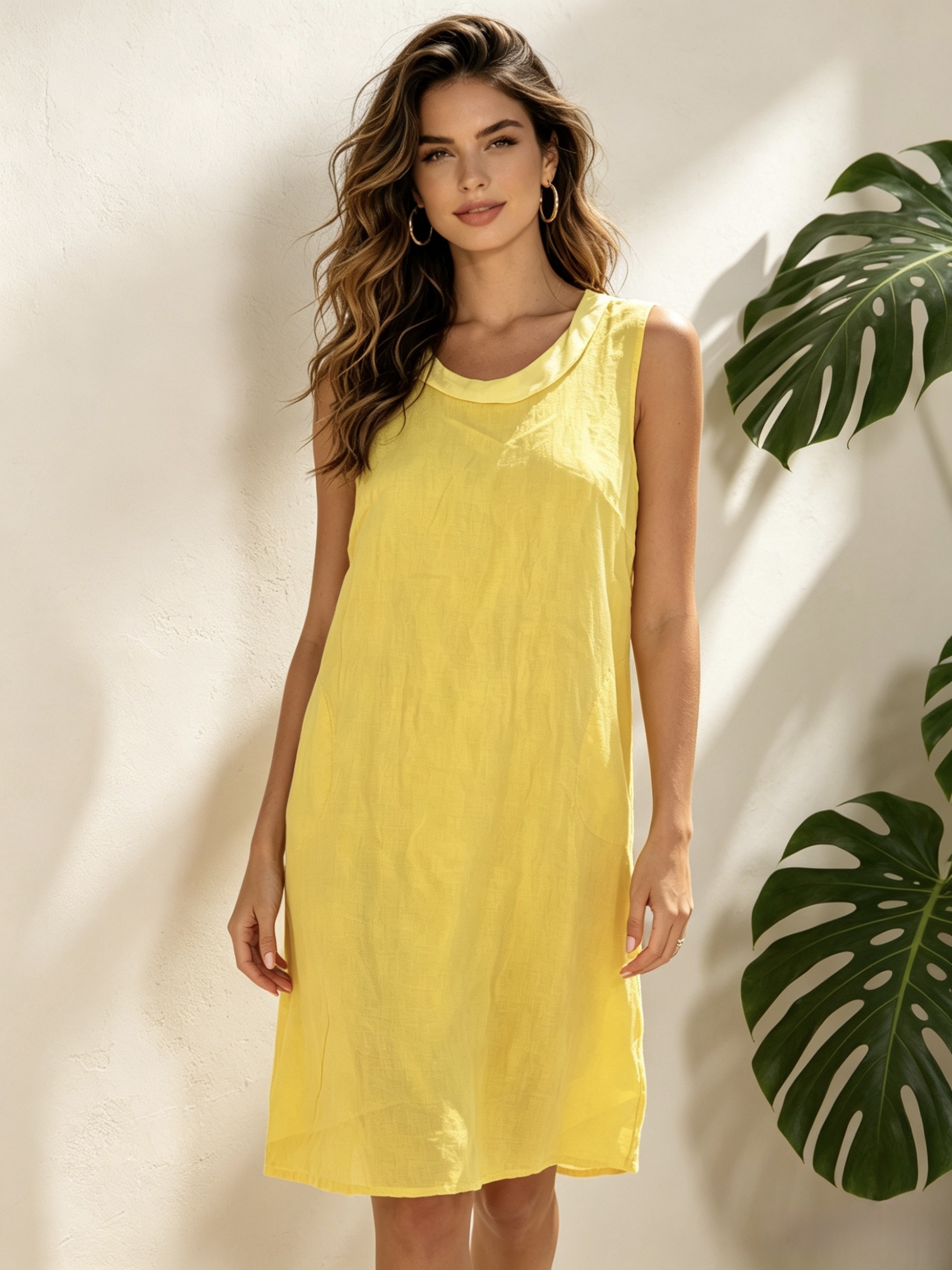 Mayorista Mika Moda - Vestido sin mangas con bolsillos y banda elástica lateral