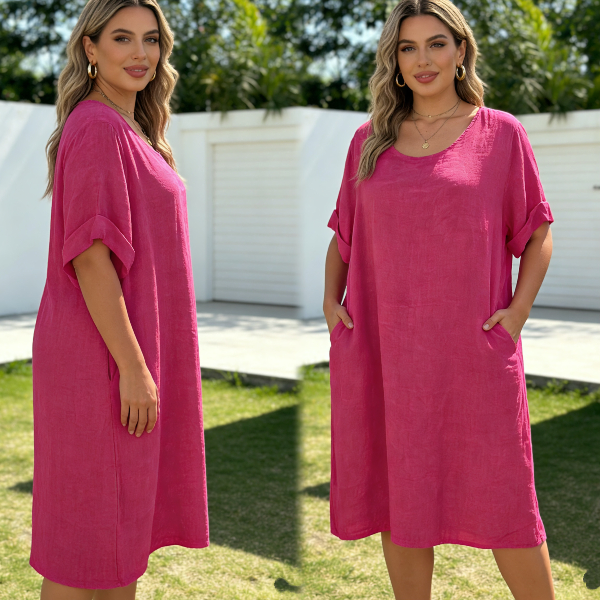 Wholesaler Mika Moda - LONG DRESS IN PURE LINEN WITH POCKETS