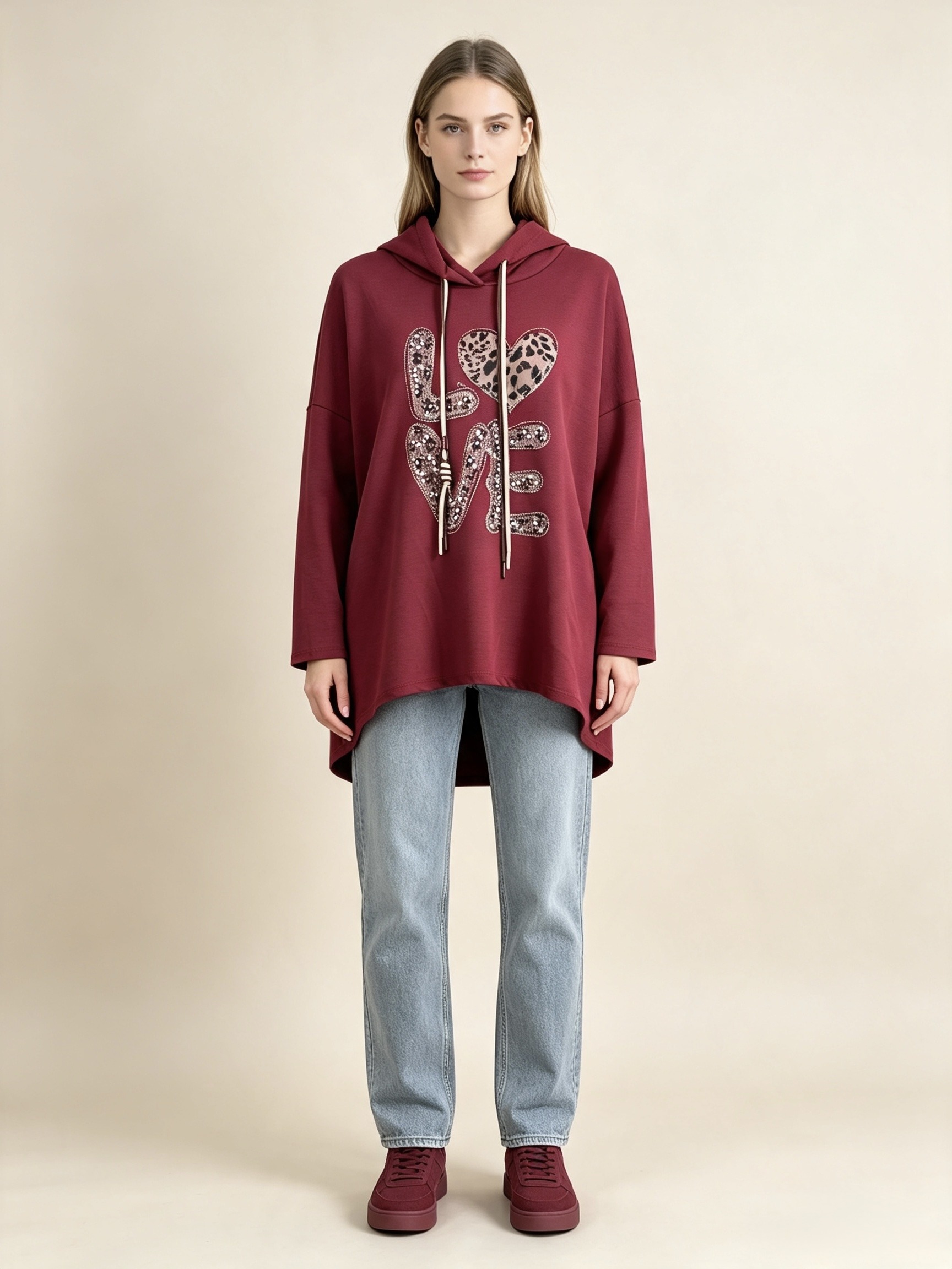 Wholesaler Mika Moda - LEOPARD PRINT SWEATSHIRT WITH RHINESTONES