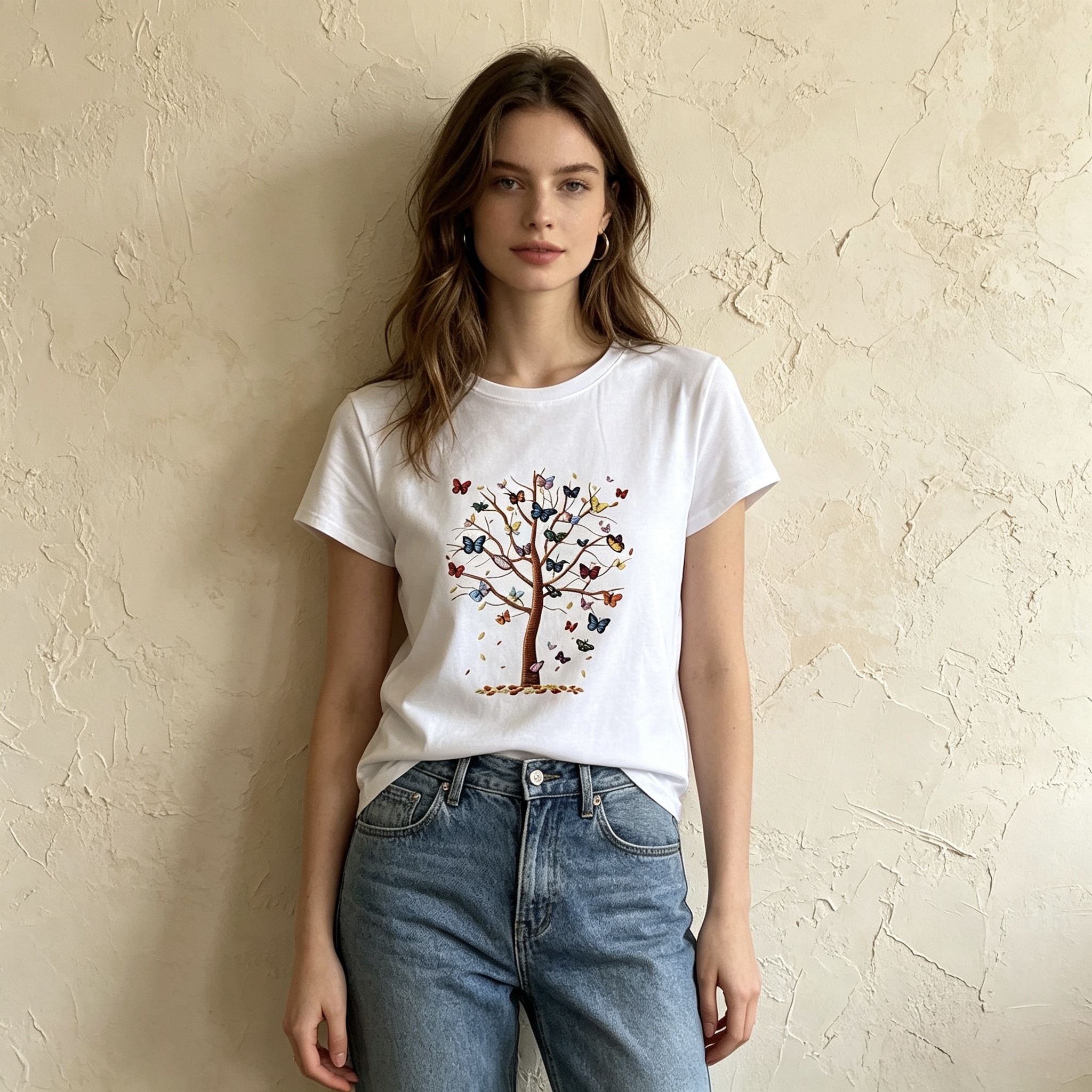 Mayorista Mika Moda - Camiseta con estampado efecto bordado