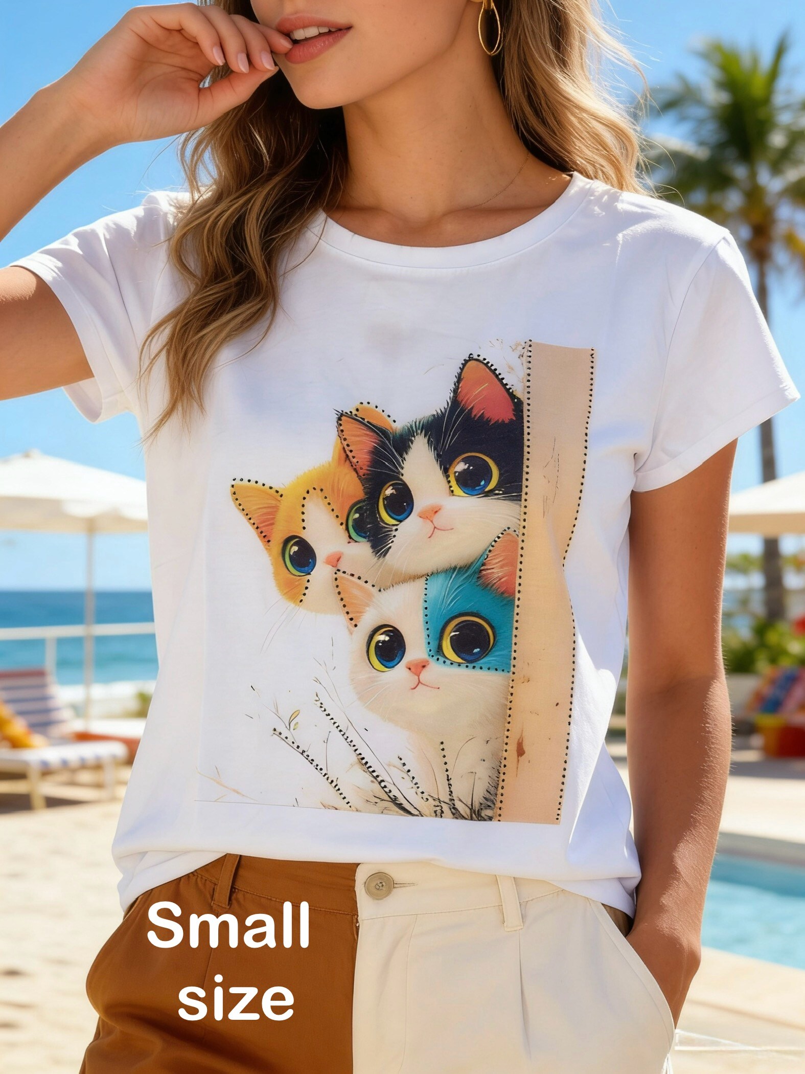 Großhändler Mika Moda - T-SHIRT MIT DRUCK UND STRASS