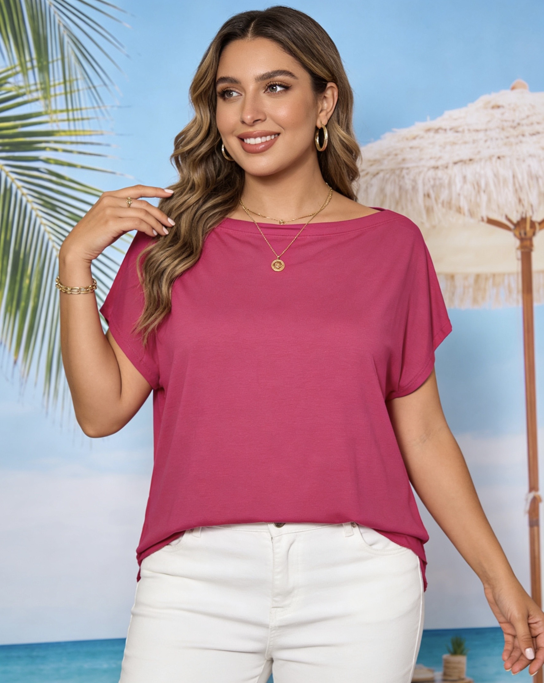 Grossiste Mika Moda - T-shirt à col bateau