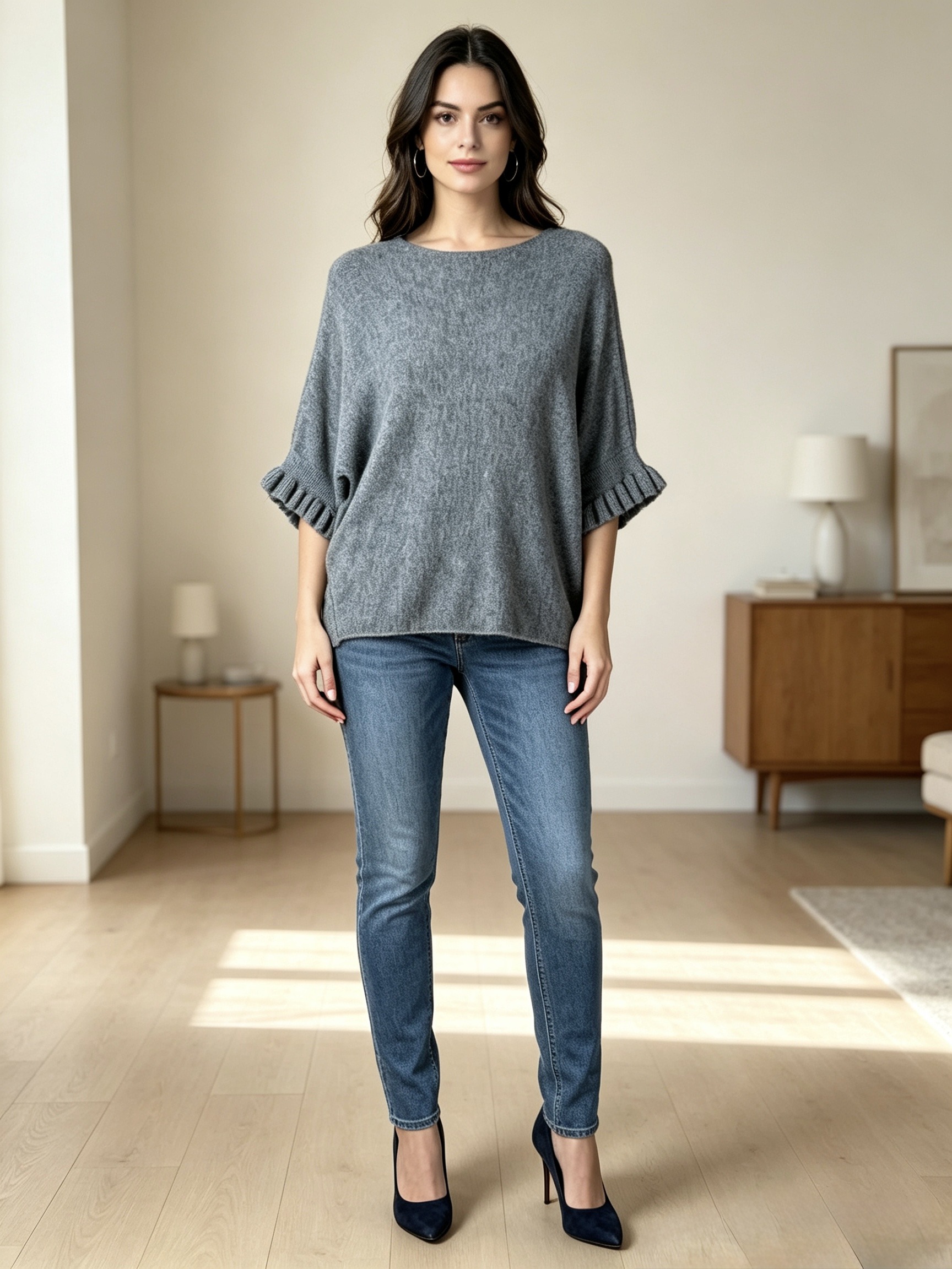 Grossista Mika Moda - Pullover in misto lana con maniche trequarti