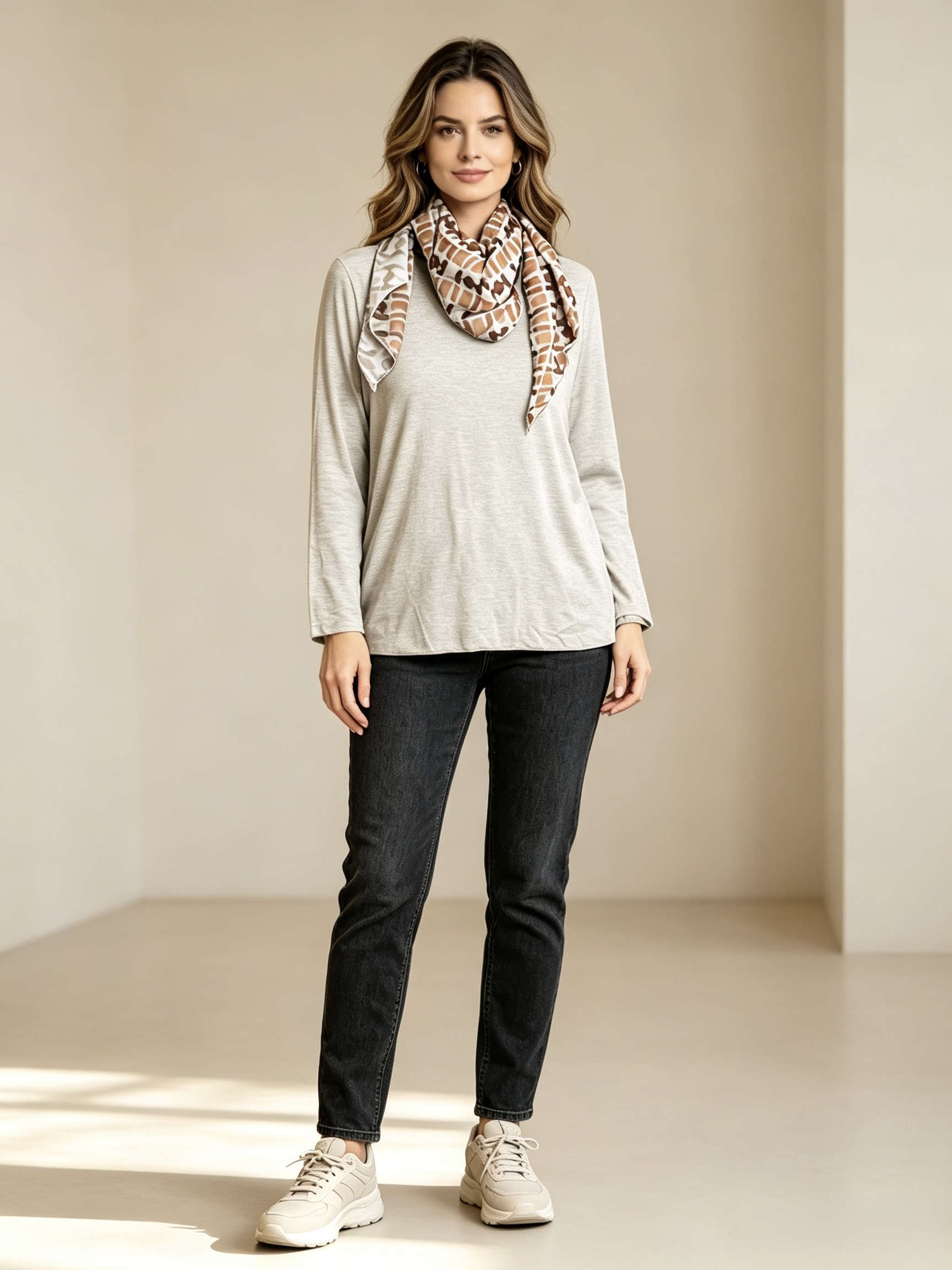 Wholesaler Mika Moda - WOOL BLEND SWEATER WITH SCARF