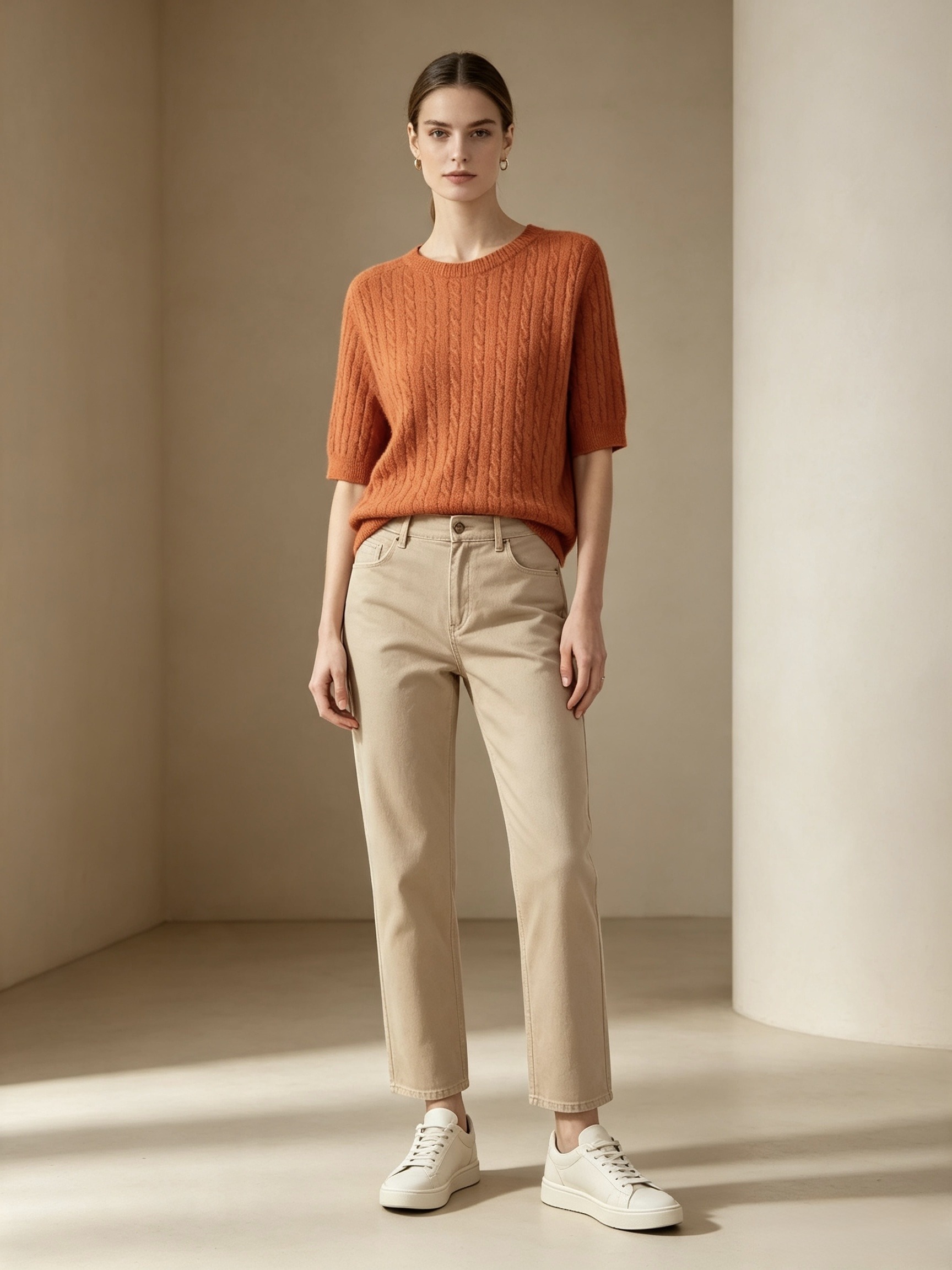 Wholesaler Mika Moda - Cable-knit pullover with short sleeves