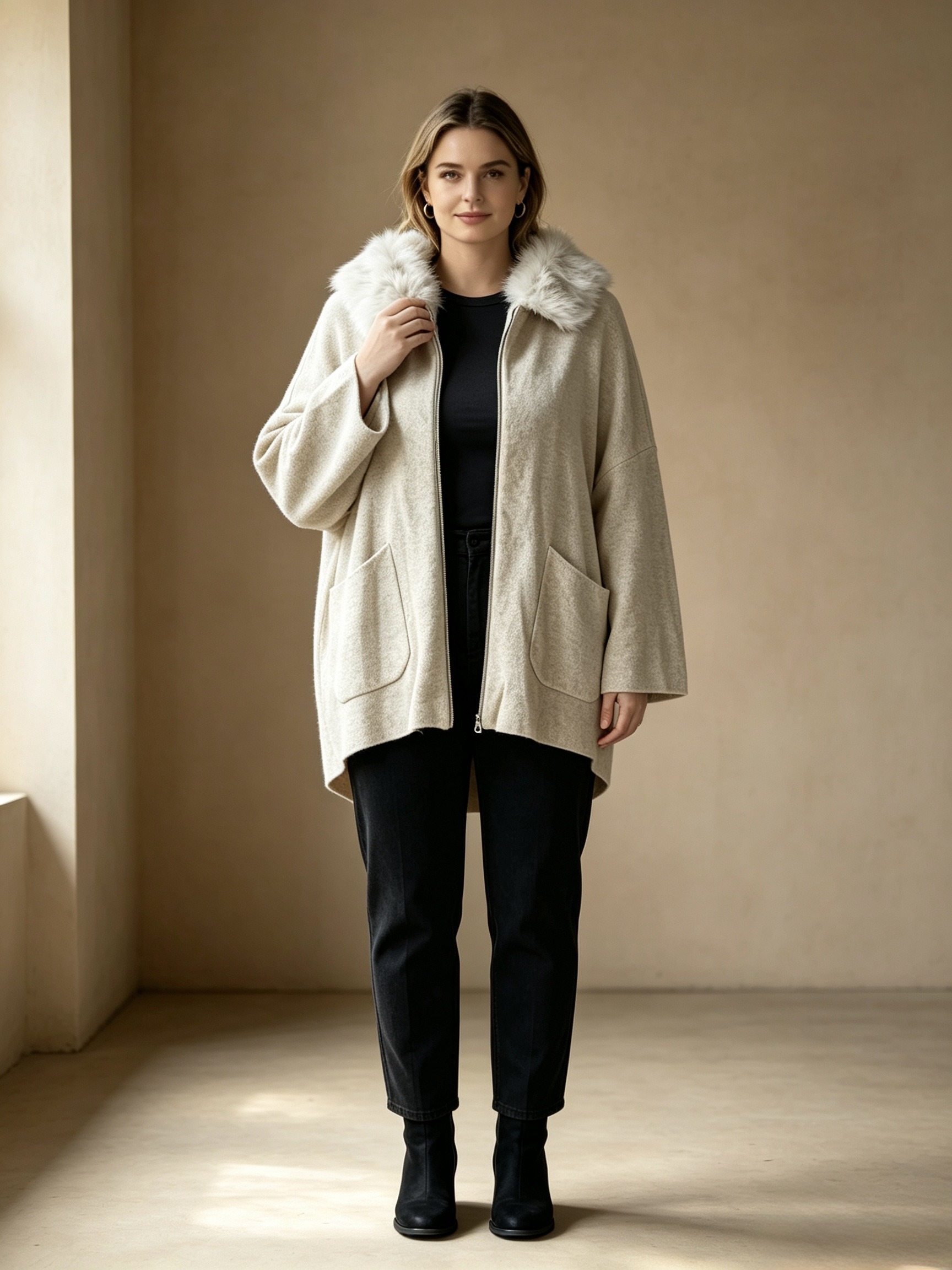 Wholesaler Mika Moda - Jacket with removable faux fur on the hood