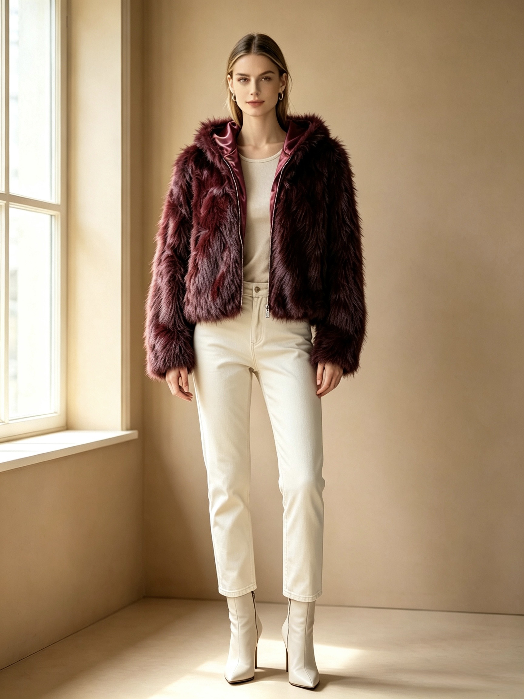 Wholesaler Mika Moda - Faux fur jacket with hood
