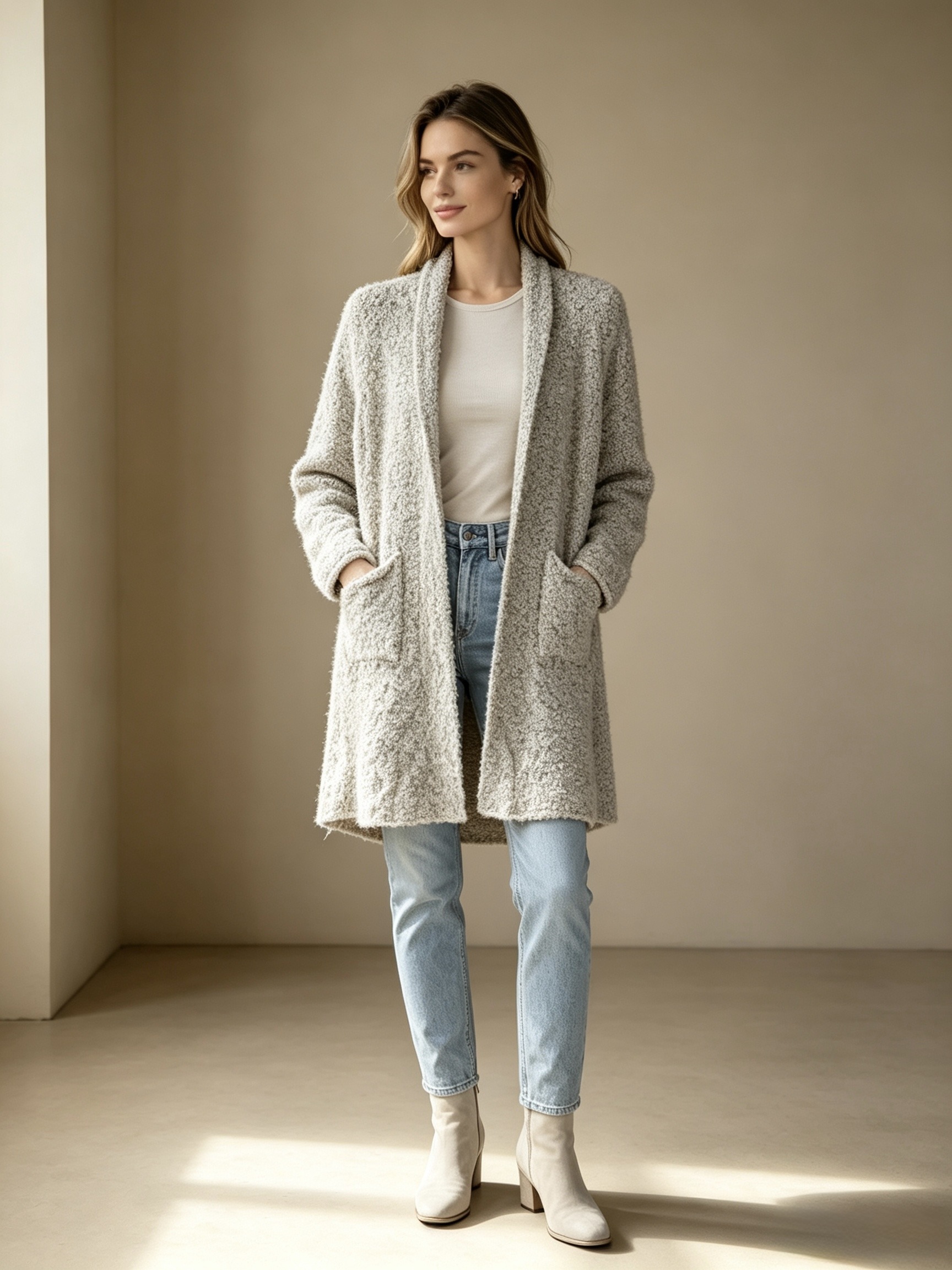 Wholesaler Mika Moda - Women's bouclé effect cardigan