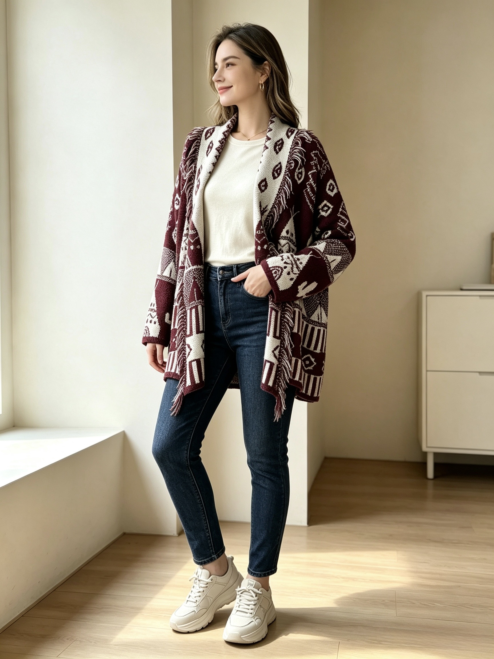 Großhändler Mika Moda - Zweifarbiger Cardigan