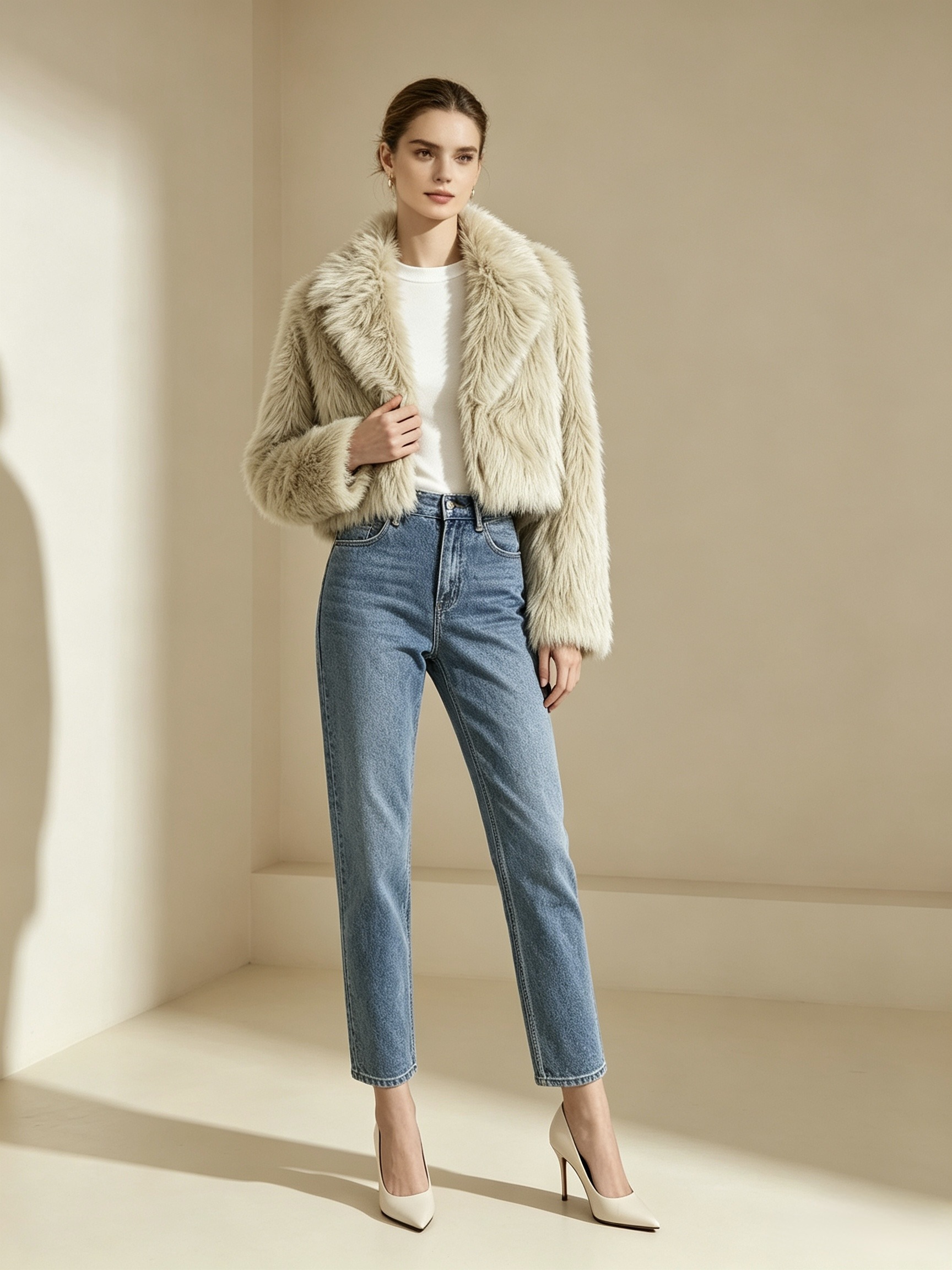 Wholesaler Mika Moda - SHORT FAUX FUR JACKET WITH POCKETS