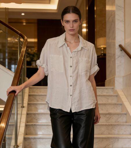 Grossiste MIKAFIRENZE - Chemise en lin à 2 poches