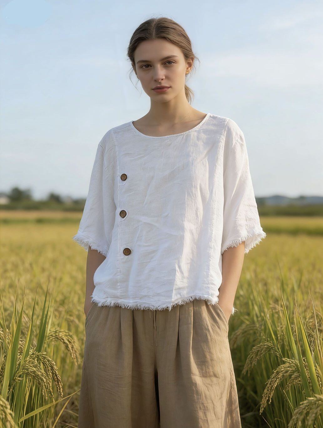 Grossiste MIKAFIRENZE - PULL EN LIN DÉTAIL MANCHES ET BAS