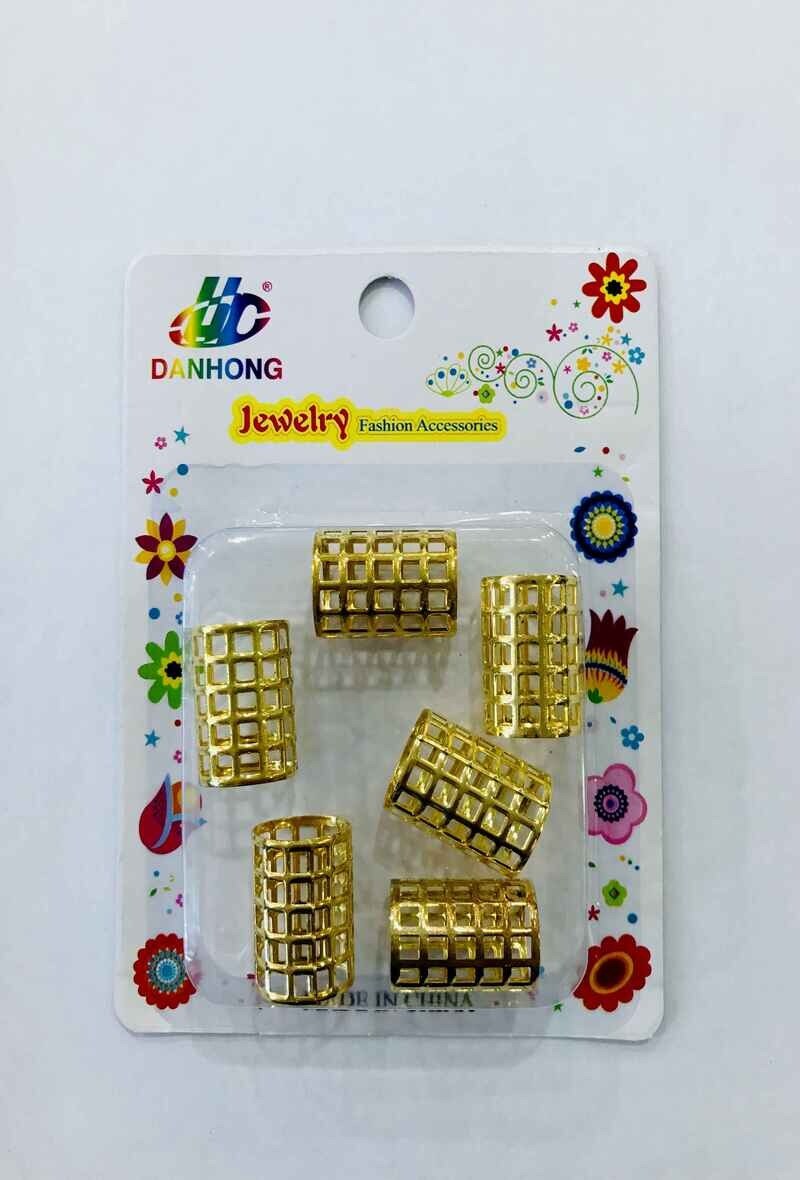 Grossiste MILLE ET UNE ETOILES - Grosses perles bagues pour cheveux, motif carré, en doré