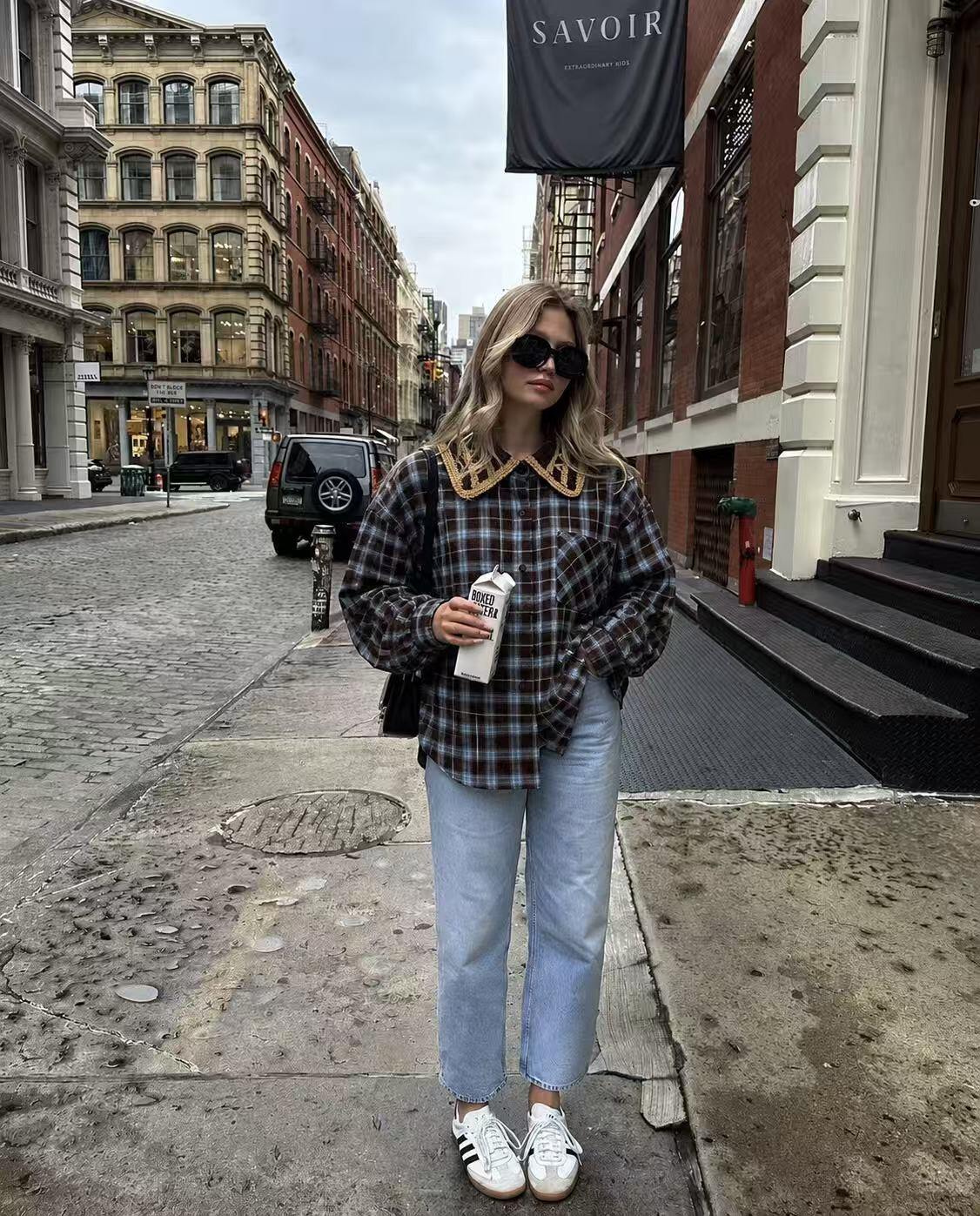 Wholesaler MILLERA - PLAID SHIRT WITH CROCHET COLLAR