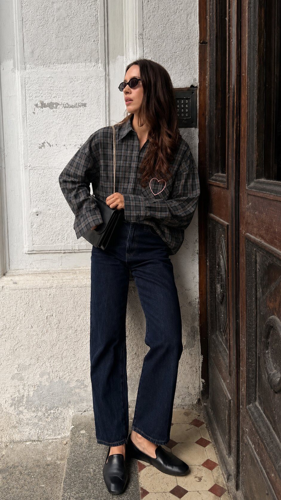 Wholesaler MILLERA - OVERSIZED PLAID SHIRT WITH HEART POCKET
