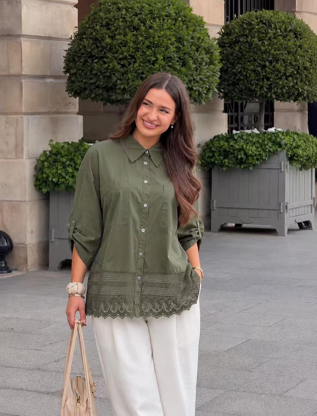 Mayorista MILLERA - CAMISA DE ALGODÓN CON ENCAJE
