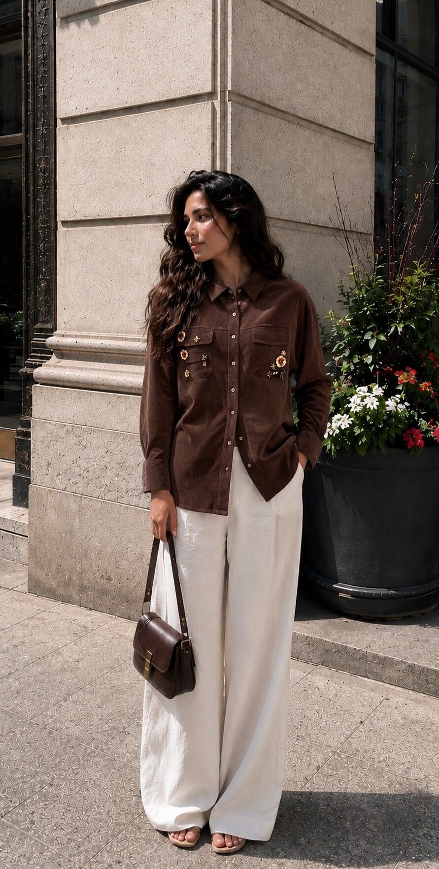 Wholesaler MILLERA - SHIRT WITH POCKETS DECORATED WITH FLORAL SEQUINS