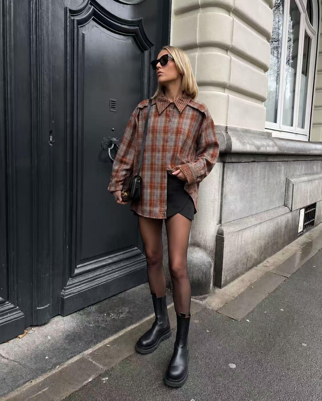 Wholesaler MILLERA - PLAID SHIRT WITH MAXI COLLAR
