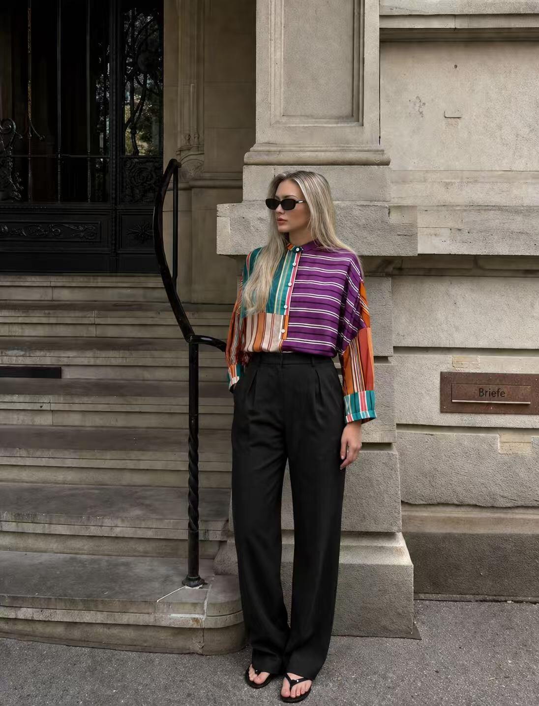 Mayorista MILLERA - CAMISA A RAYAS COLOR BLOCK