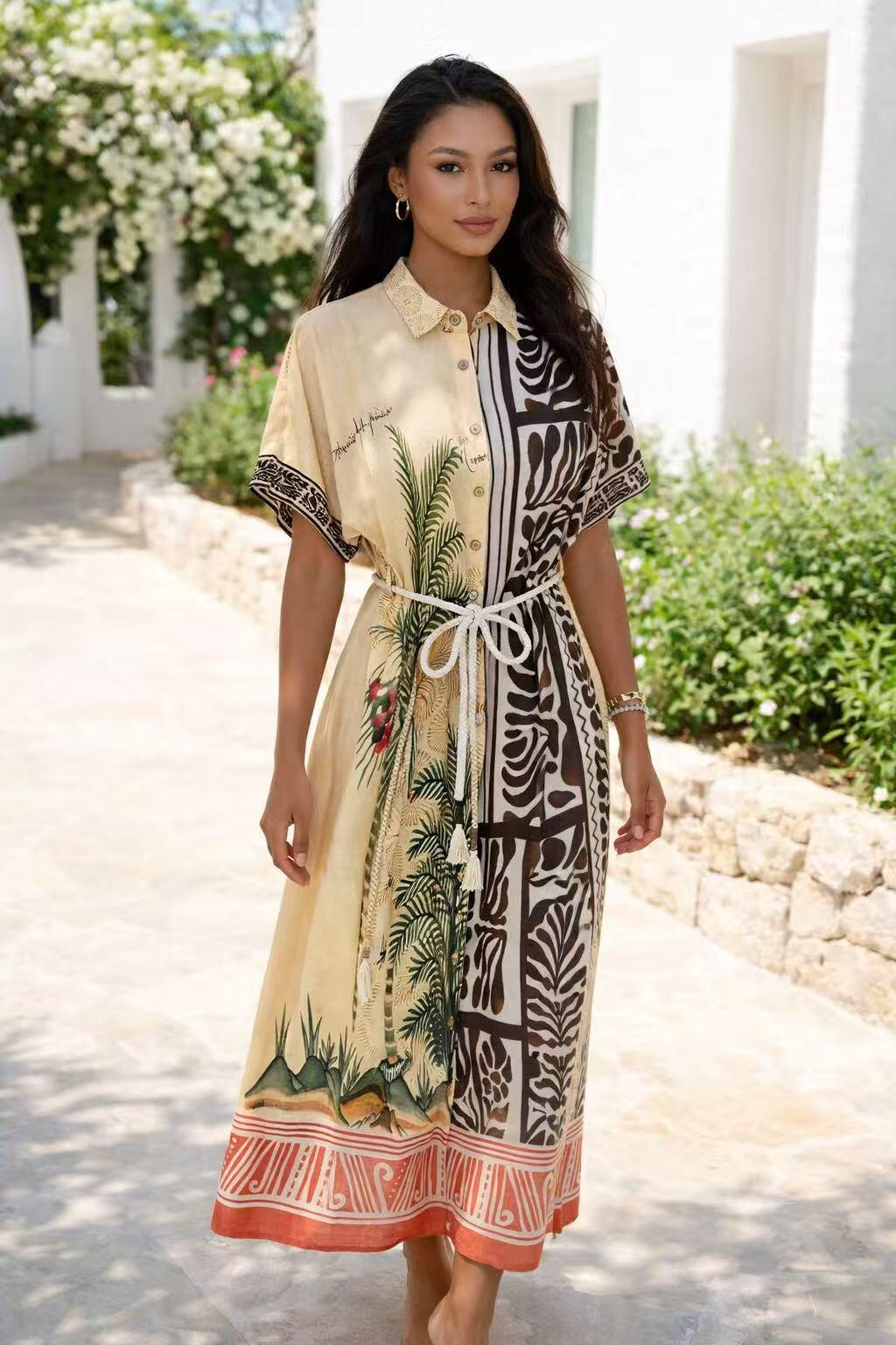 Wholesaler MILLERA - LONG SHIRT DRESS IN LINEN VISCOSE