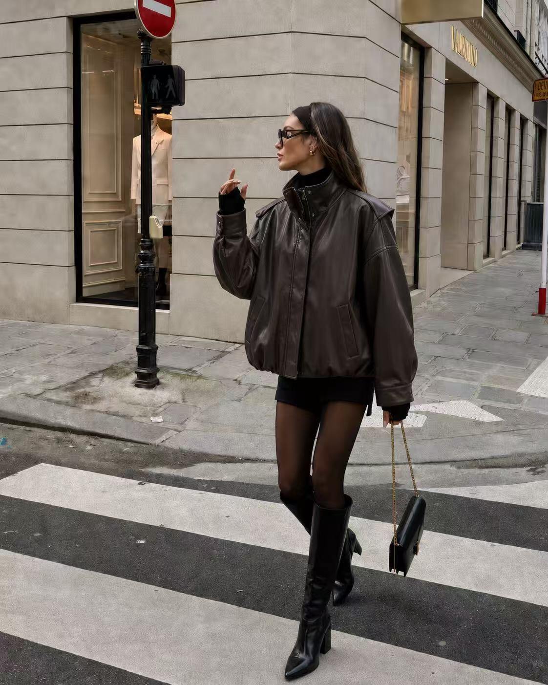 Grossiste MILLERA - BOMBER EFFET CUIR VINTAGE CHIC