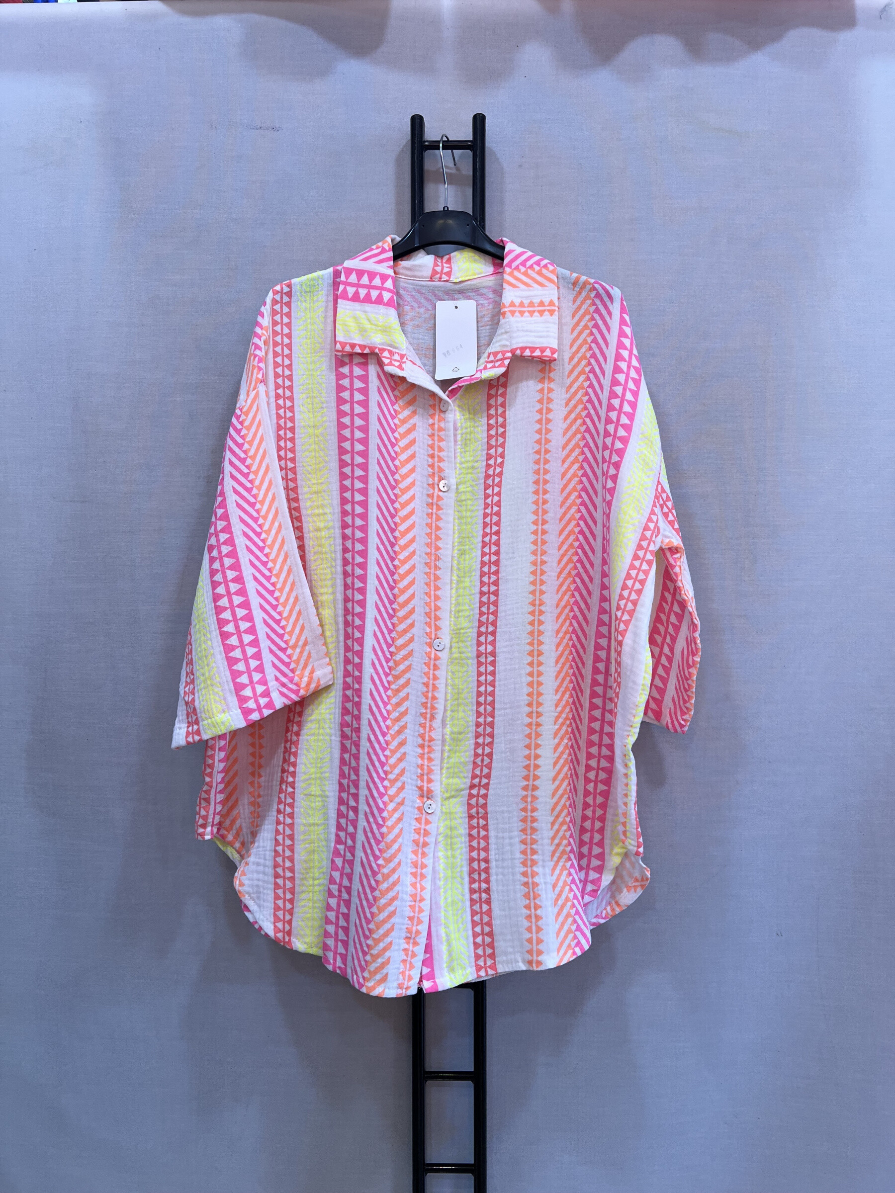 Grossiste Mily Grande Taille - chemise gaz de coton grande taille soleil