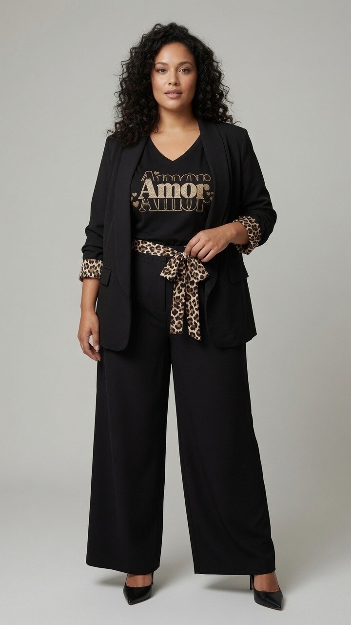 Wholesaler Mily Grande Taille - Large size wide pants with sequined belt