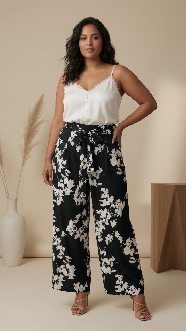 Wholesaler Mily Grande Taille - large size wide pants with sequined belt