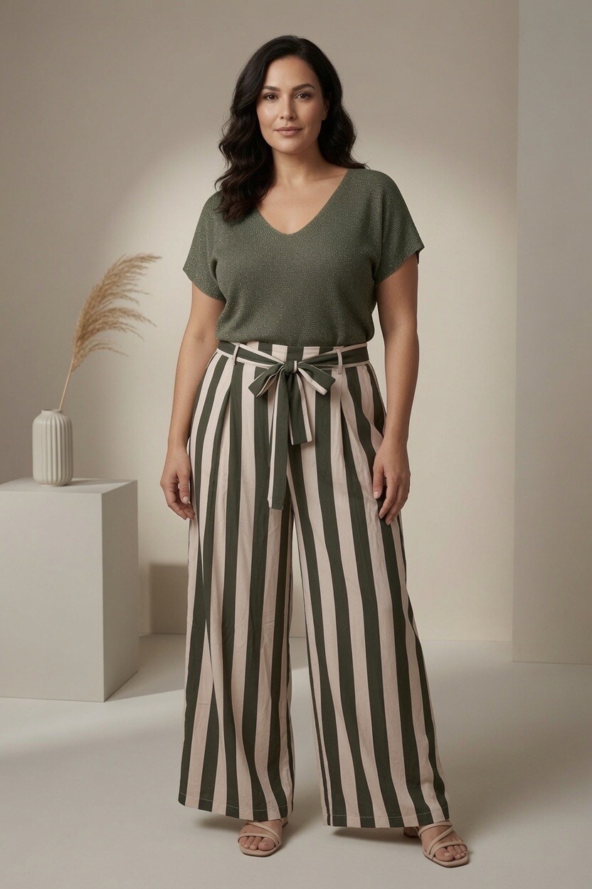 Wholesaler Mily Grande Taille - Large size wide pants with sequined belt