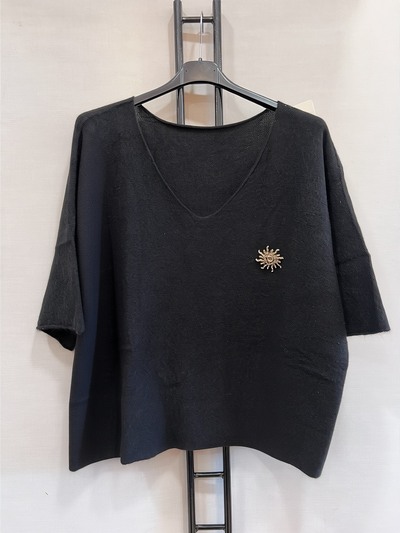 Grossista Mily Grande Taille - Questo maglione a maniche a tre quarti, decorato con sputo Grossista Mily Grande Taille - Questo maglione a maniche a tre quarti, decorato con sputo