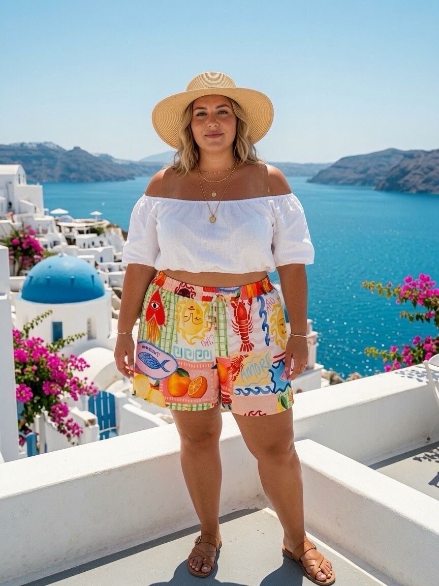Wholesaler Mily Grande Taille - Flowy patterned shorts in large size
