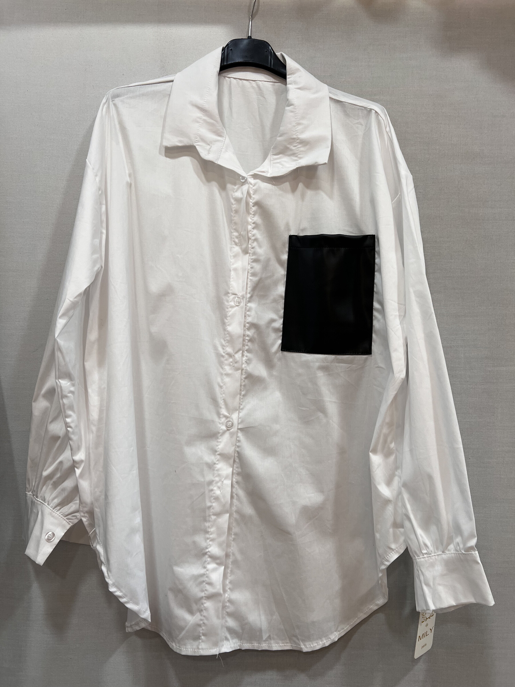 Wholesaler Mily - cotton shirt with faux leather pocket