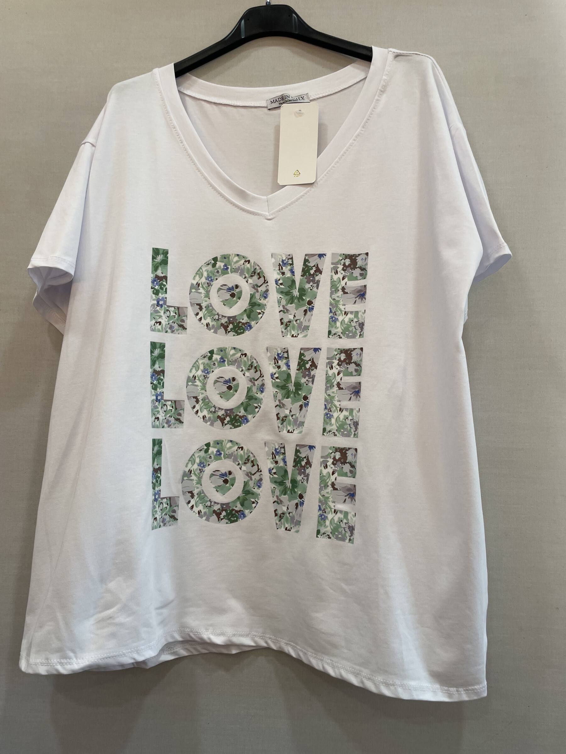 Grossista Mily - MAGLIETTA COLLO A V TAGLIA GRANDE STAMPA LOVE
