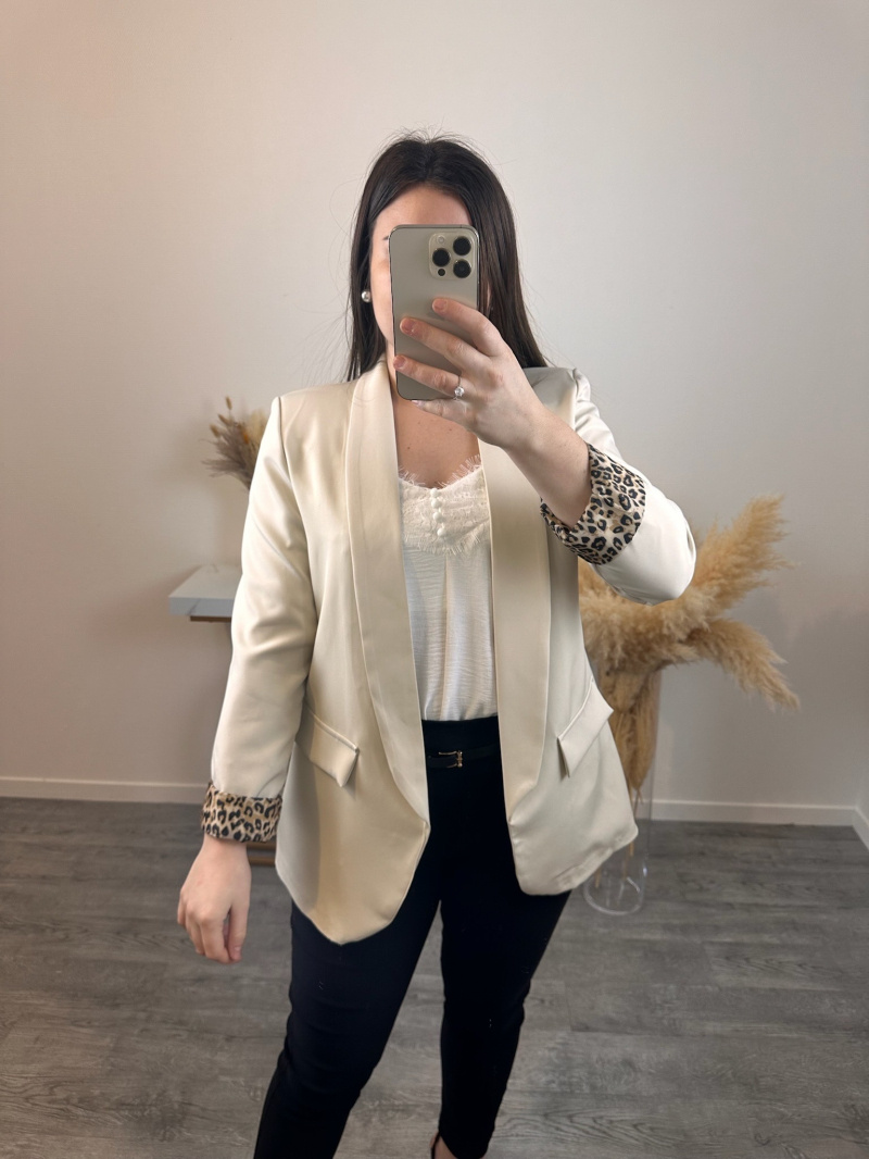 Großhändler Mily - Blazer mit Leopardenärmeln