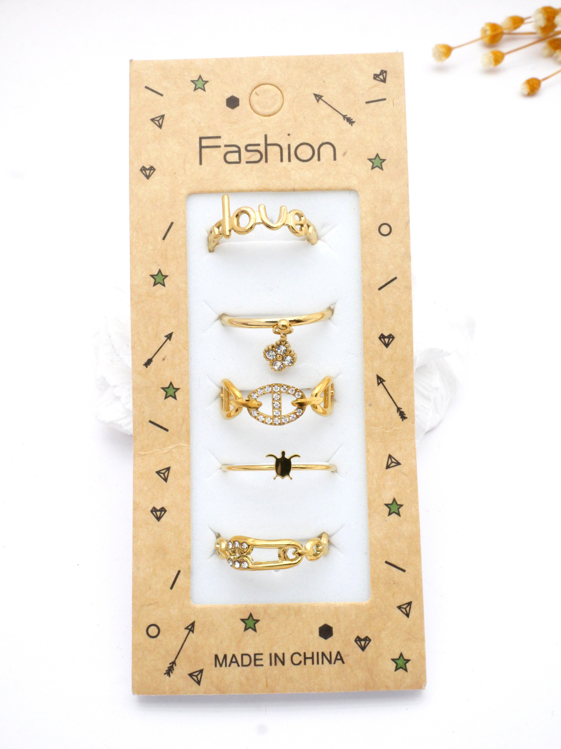 Großhändler MIMIKO - SET AUS 5 RINGEN AUS 304 EDELSTAHL